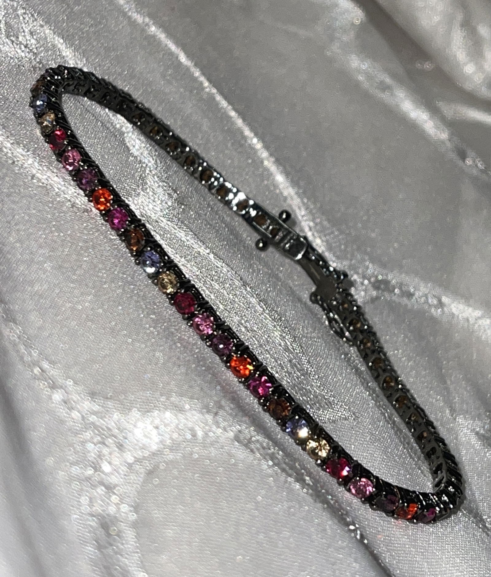 PVD STERLING 1.0 TCW MULTI-GEMSTONE TENNIS BRACELET (1 of 4)