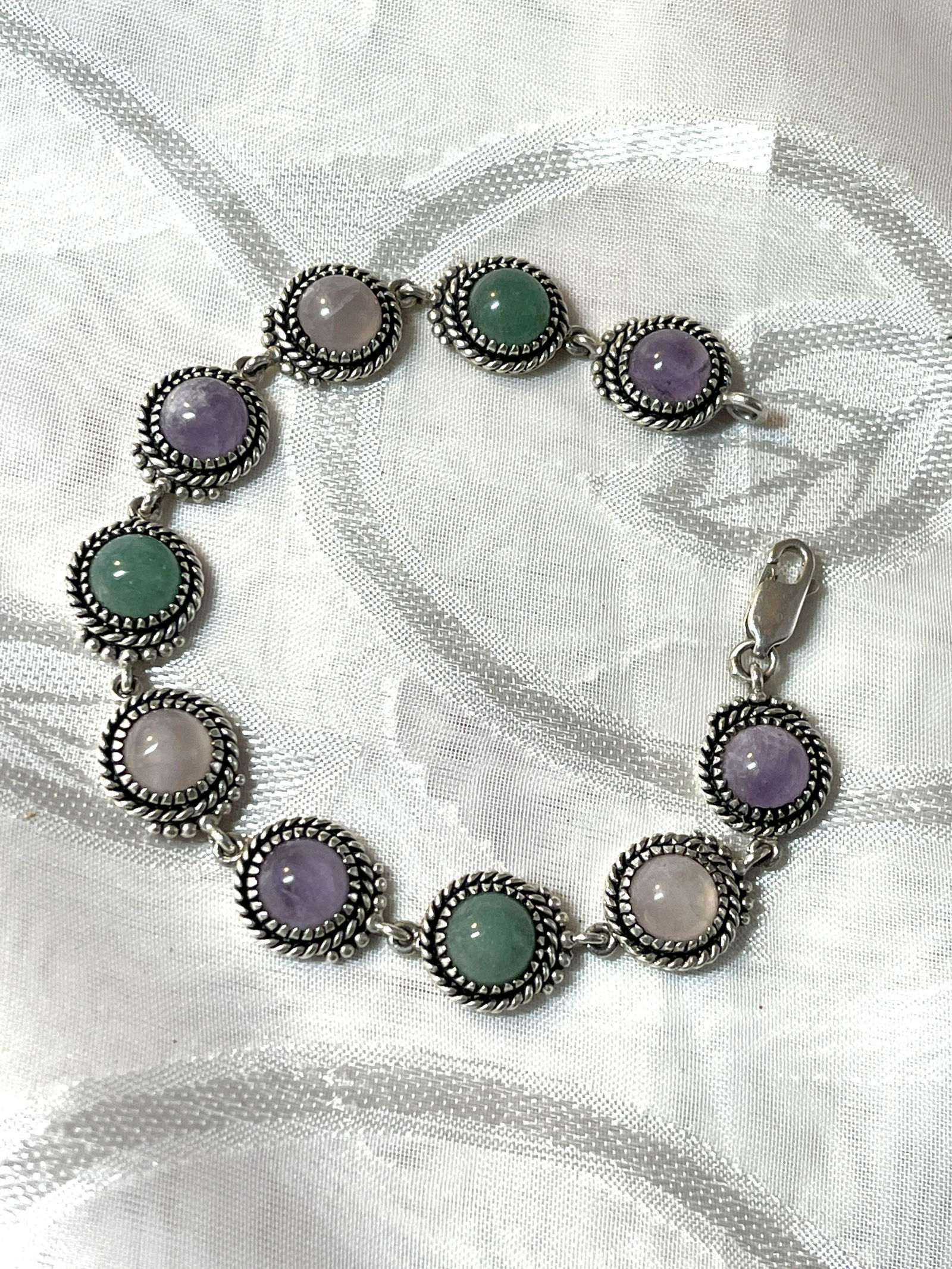 10 CTS GENUINE GEMSTONE STERLING SILVER BRACELET (1 of 5)