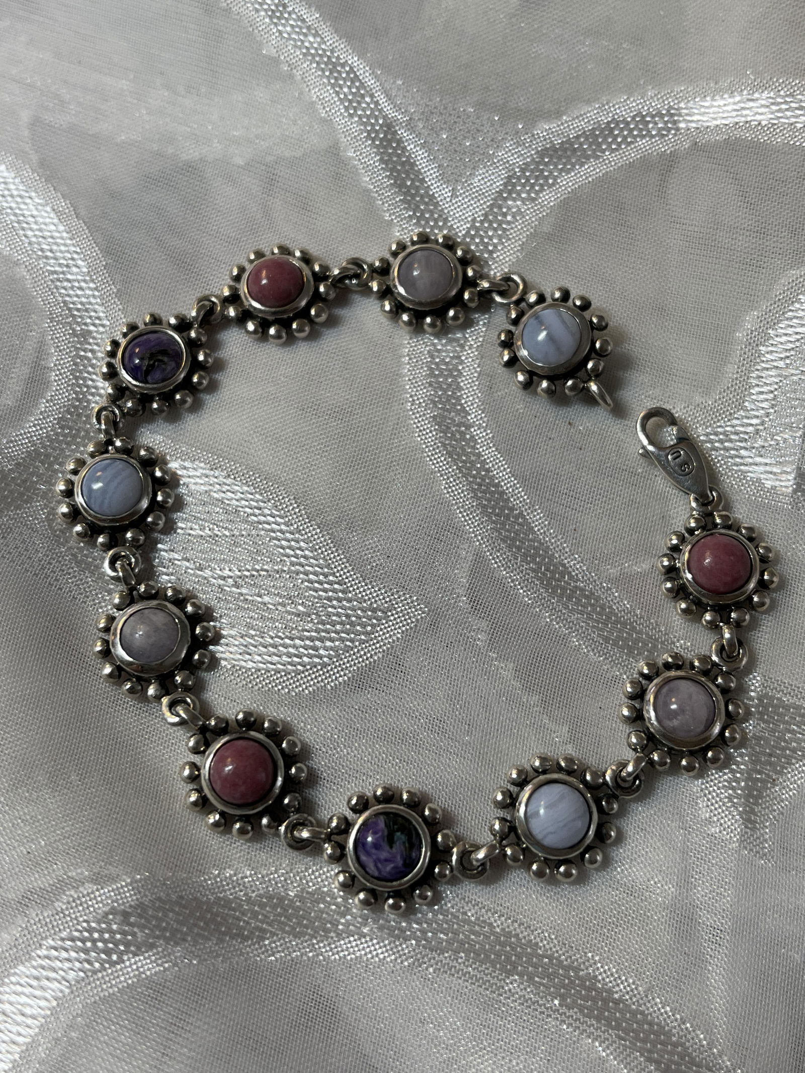 5.5 TCW GENUINE GEMSTONE STERLING BRACELET (1 of 4)