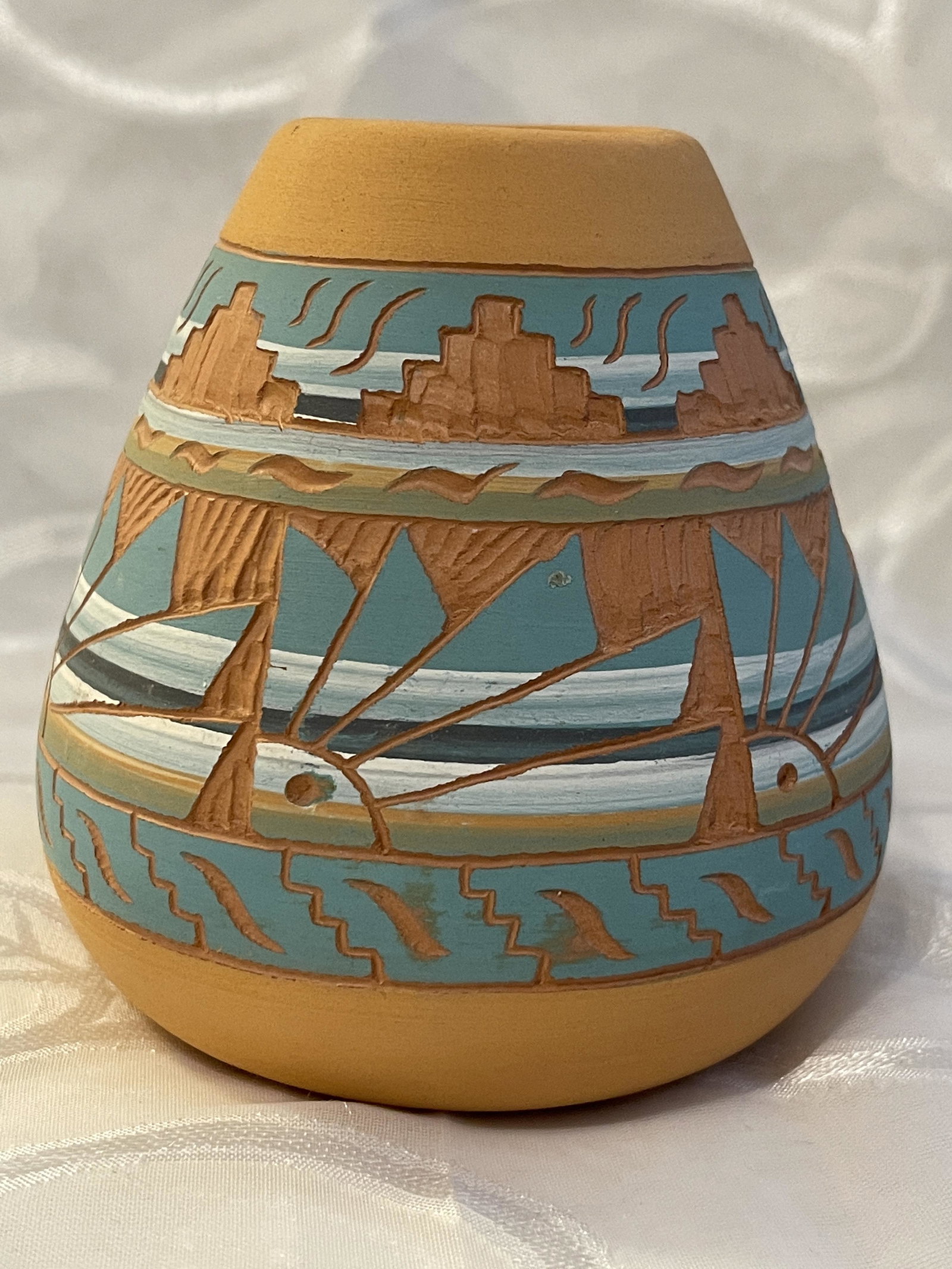 Art & Collectibles Fine Art Ceramics Native American Pottery Indian Vase  Navajo Handmade Navajo CB img.hospital