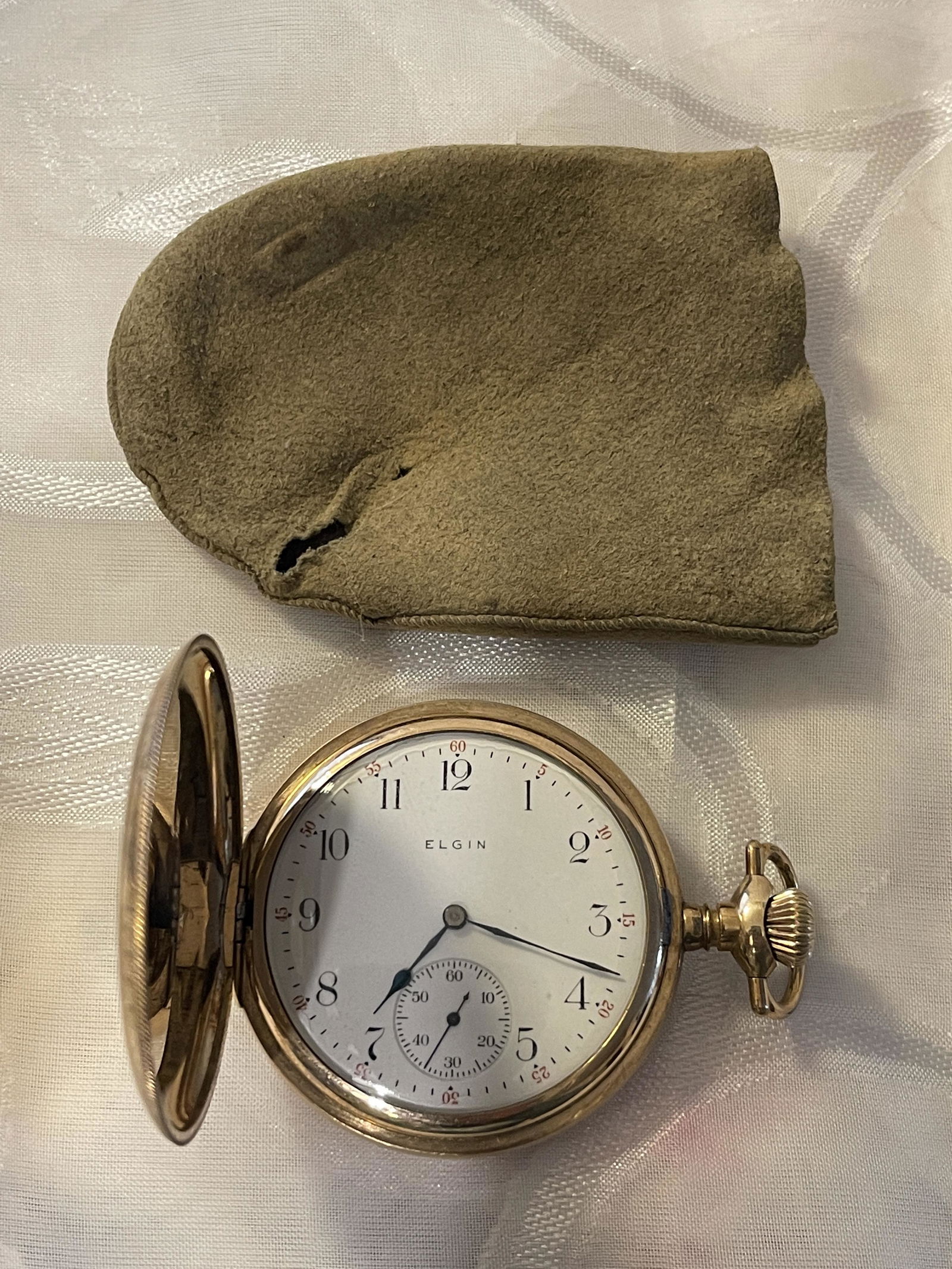 EARLY ELGIN MENS POCKET WATCH W/ORIG. SLEEVE (1 of 8)