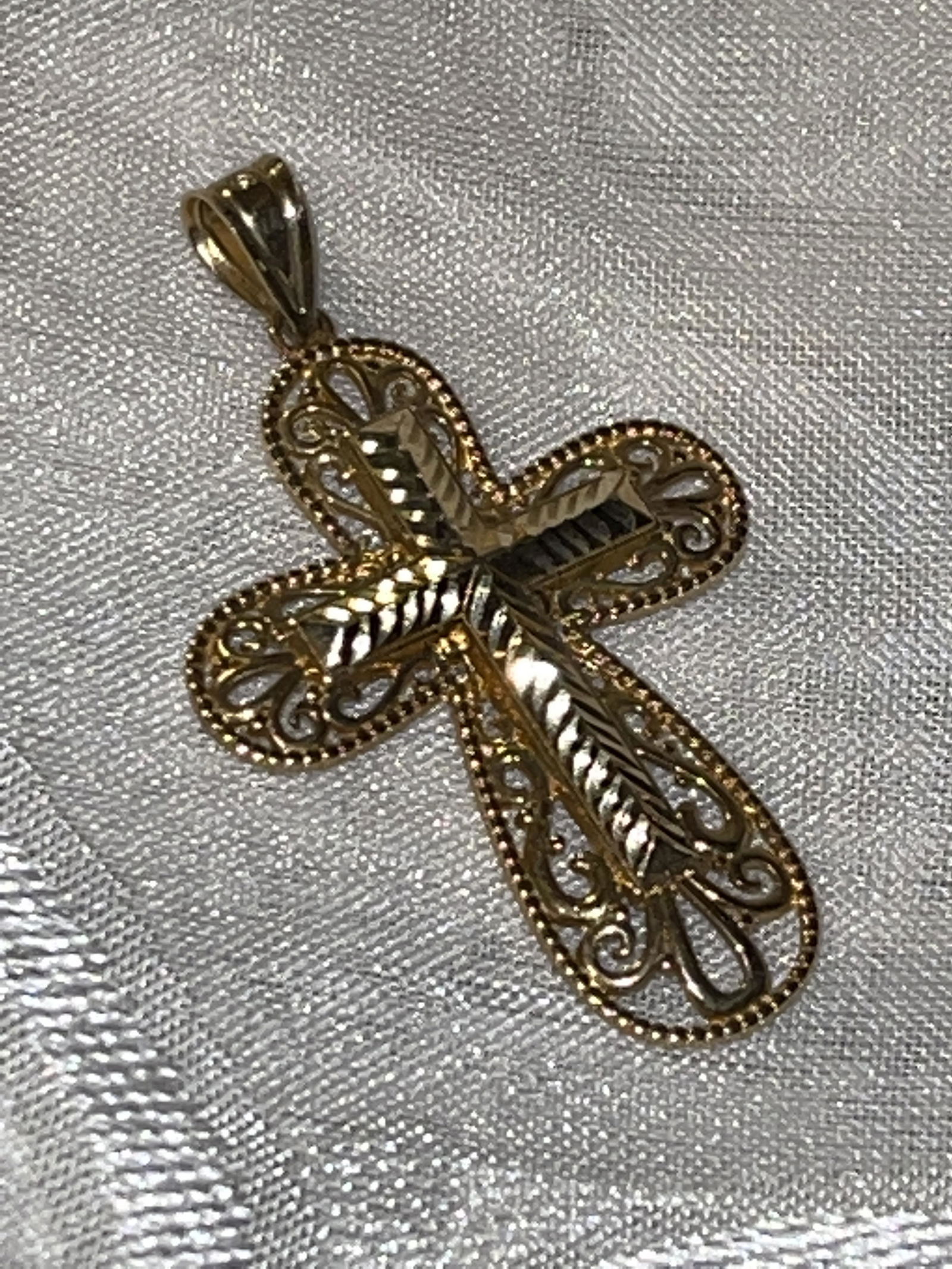 FILIGREE ART DECO STYLE 14K GOLD CROSS PENDANT (1 of 3)