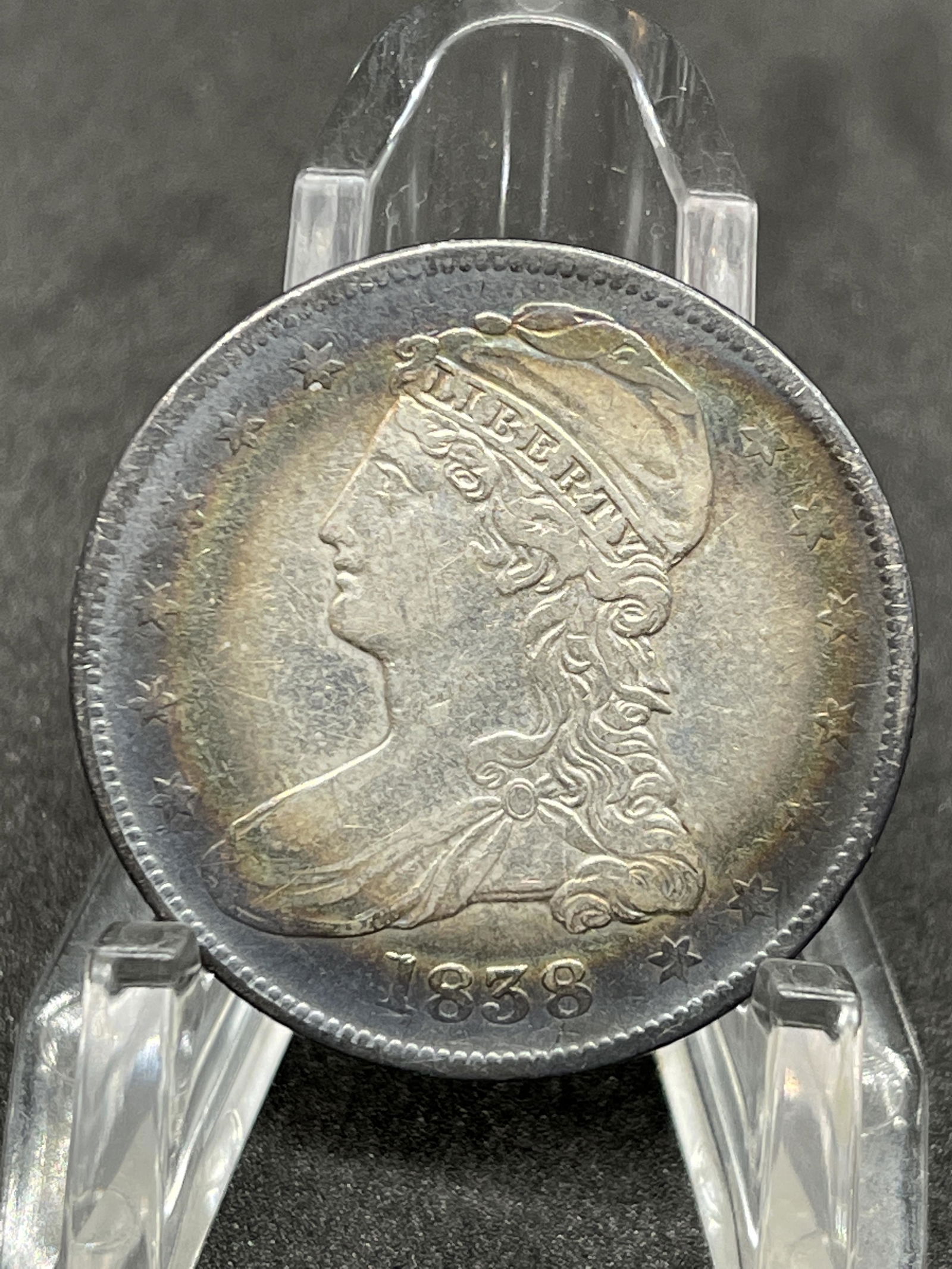 1838 FINE CAMEO SEATED LIBERTY SILVER HALF DOLLAR (1 of 2)