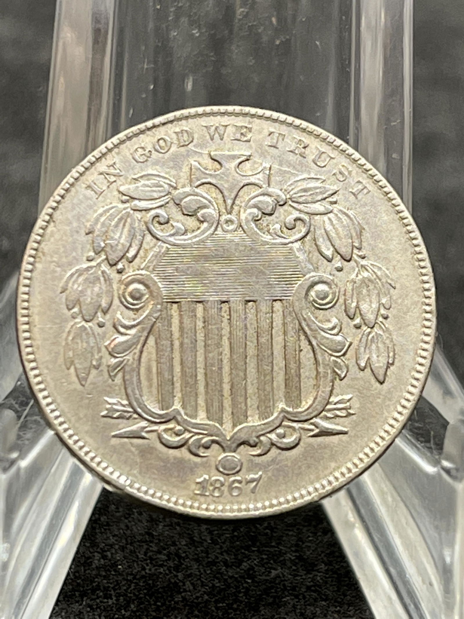 DATED 1867 POST CIVIL WAR 5 CENTS COIN (1 of 2)