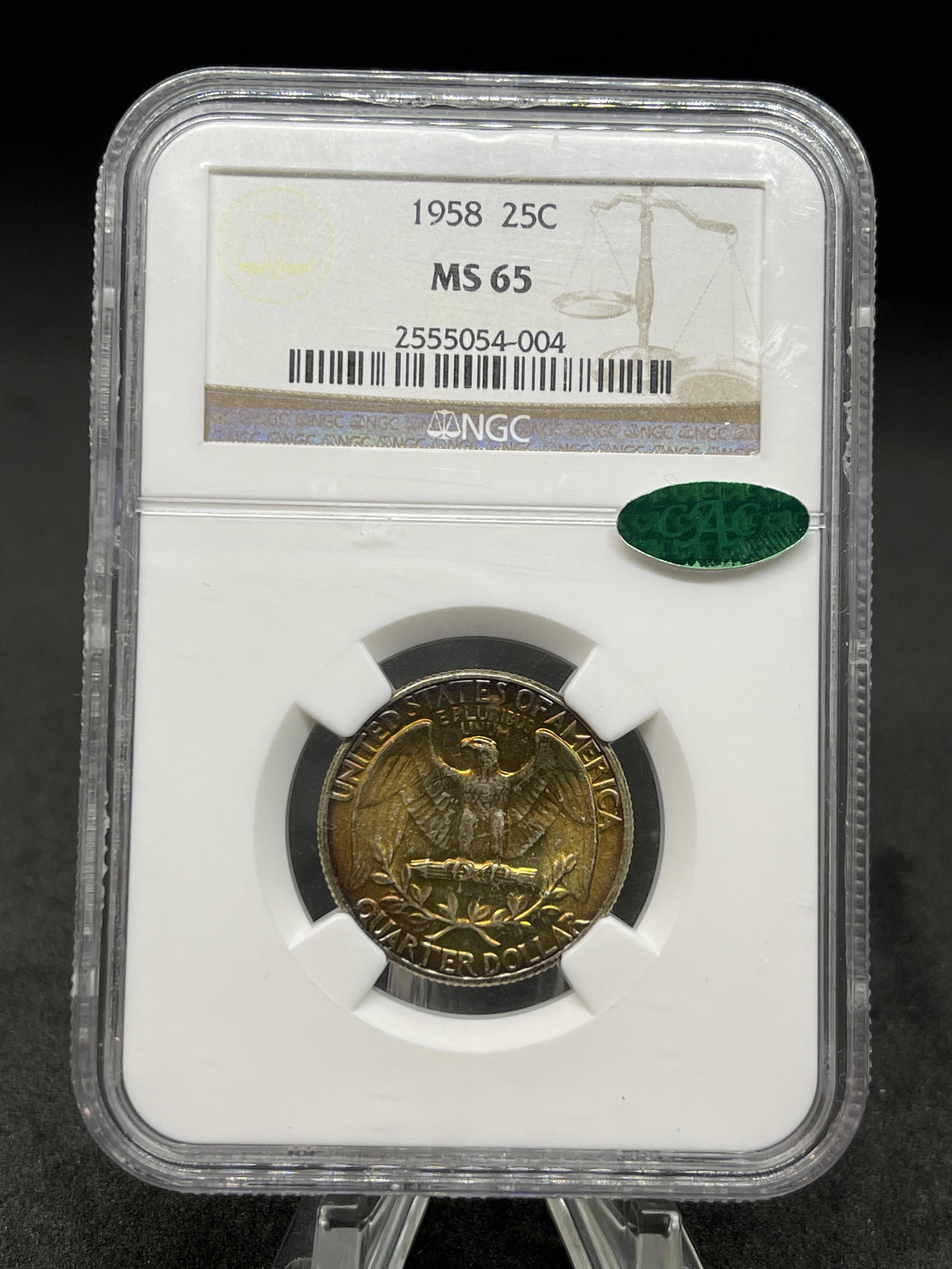 1958 25 CENTS NGC MS65: 1958 25 CENTS NGC MS65
