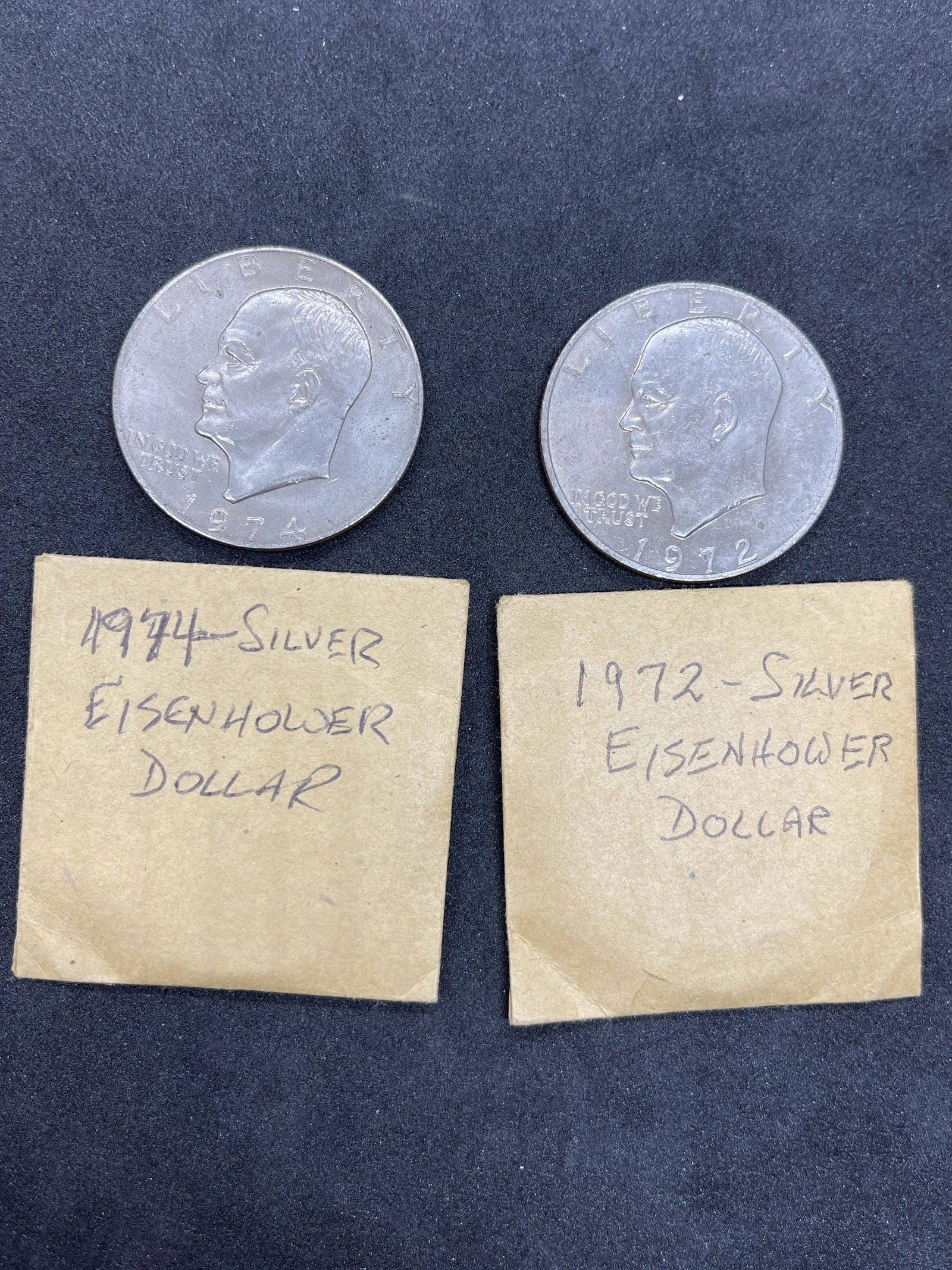 LOT OF (2) 1974 & 1972 SILVER EISENHOWER DOLLARS (1 of 2)