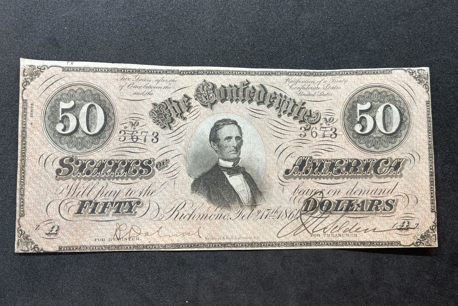CIVIL WAR 1864 $50 CONFEDERATE CURRENCY BILL NOTE (1 of 2)