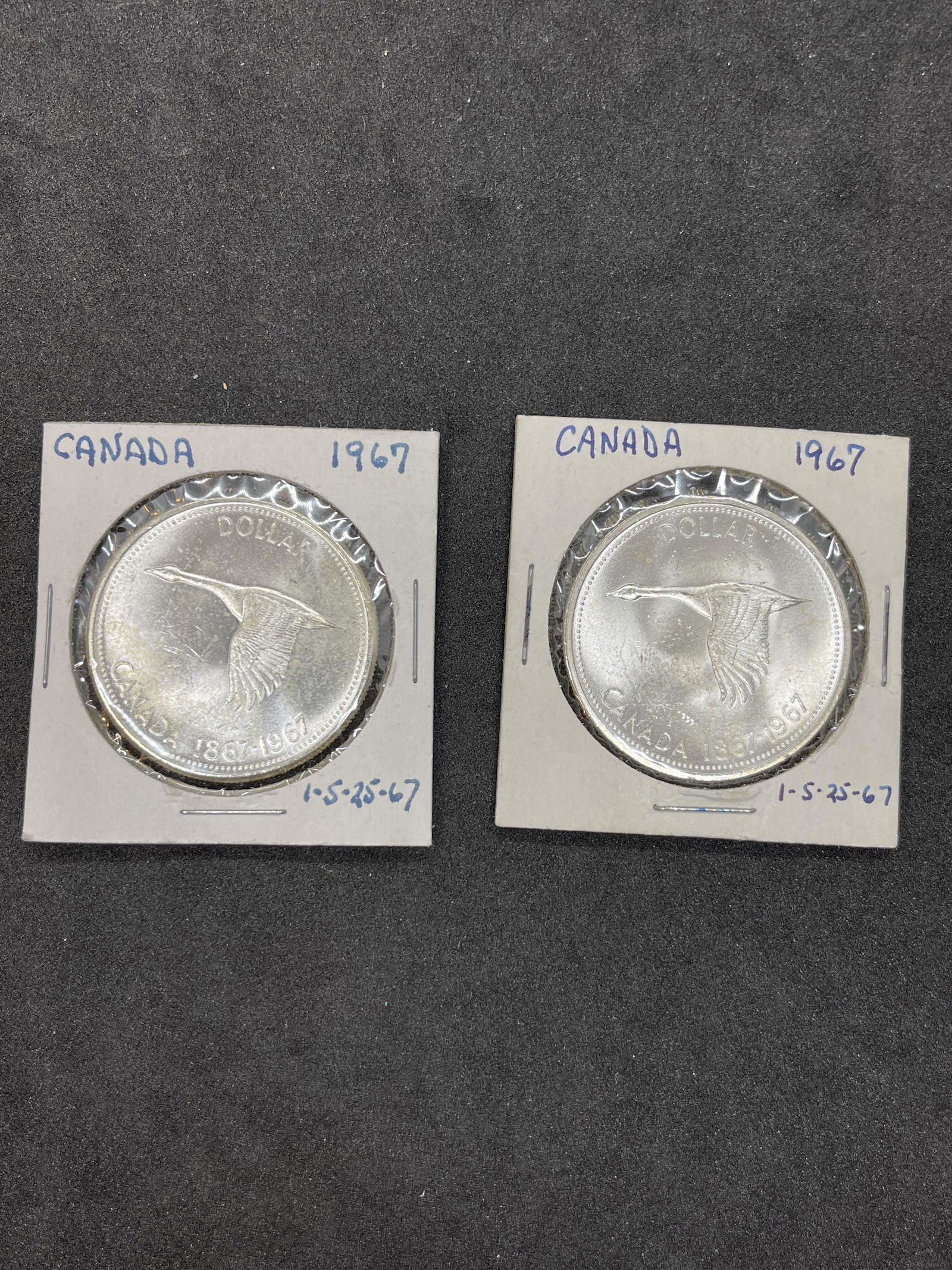 KEY DATES 1967 LOT OF (2) CANADIAN SILVER DOLLARS (1 of 2)