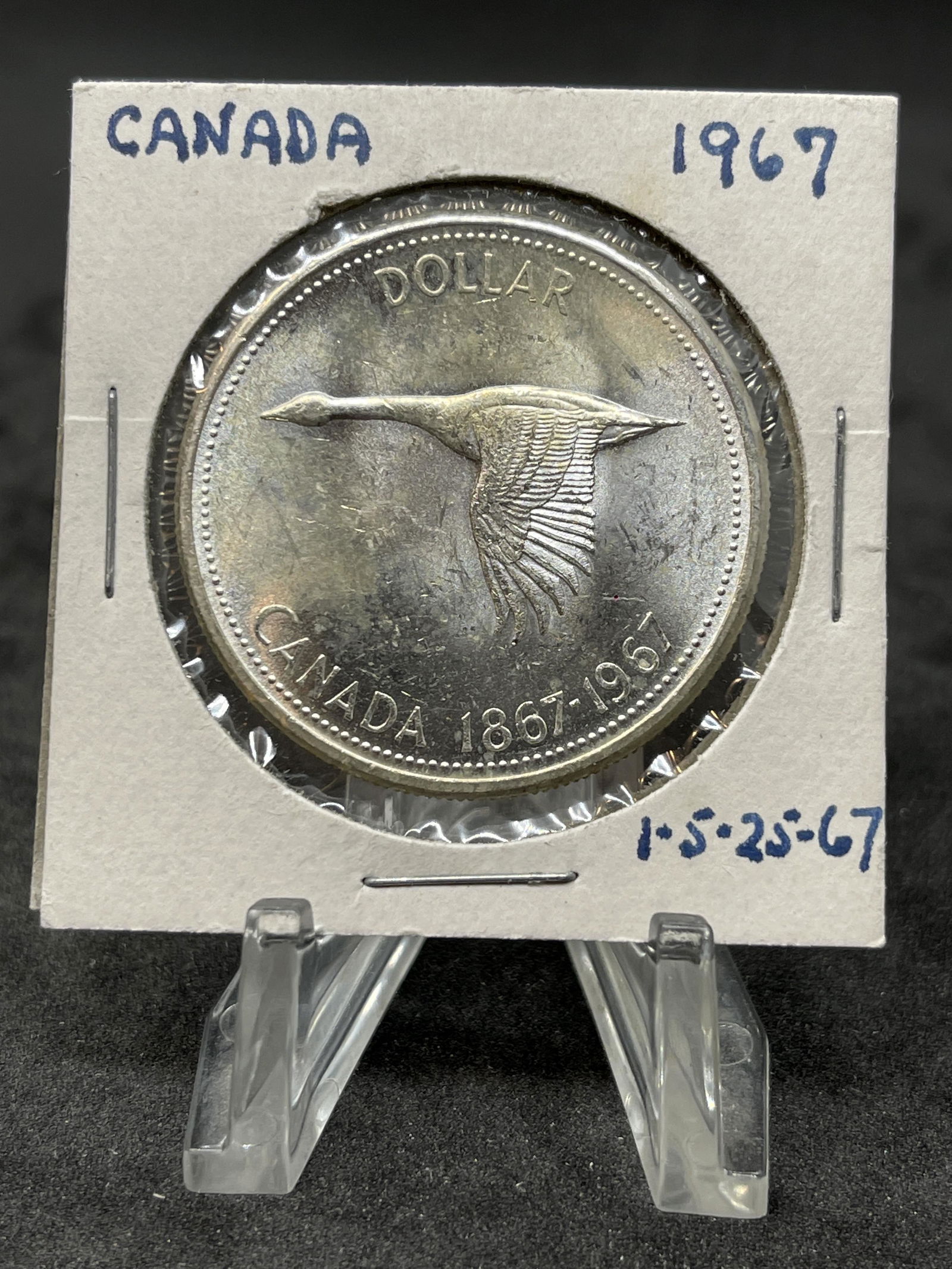 1967 CANADIAN CONFEDERATION FOUNDING SILVER DOLLAR (1 of 2)