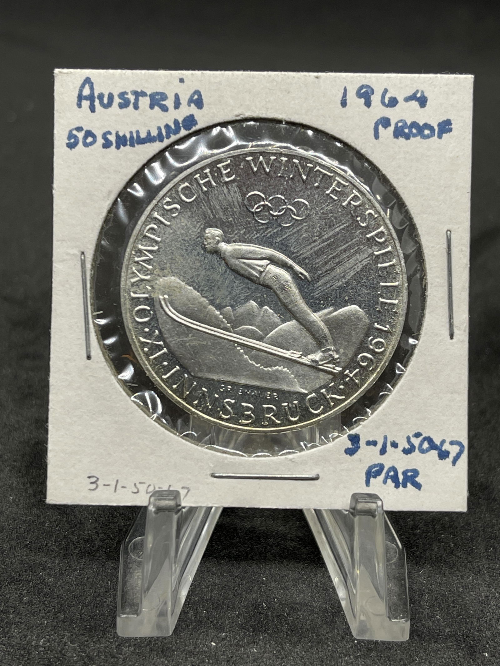 1964 AUSTRIA PROOF 50 SHILLING SILVER COIN (1 of 2)