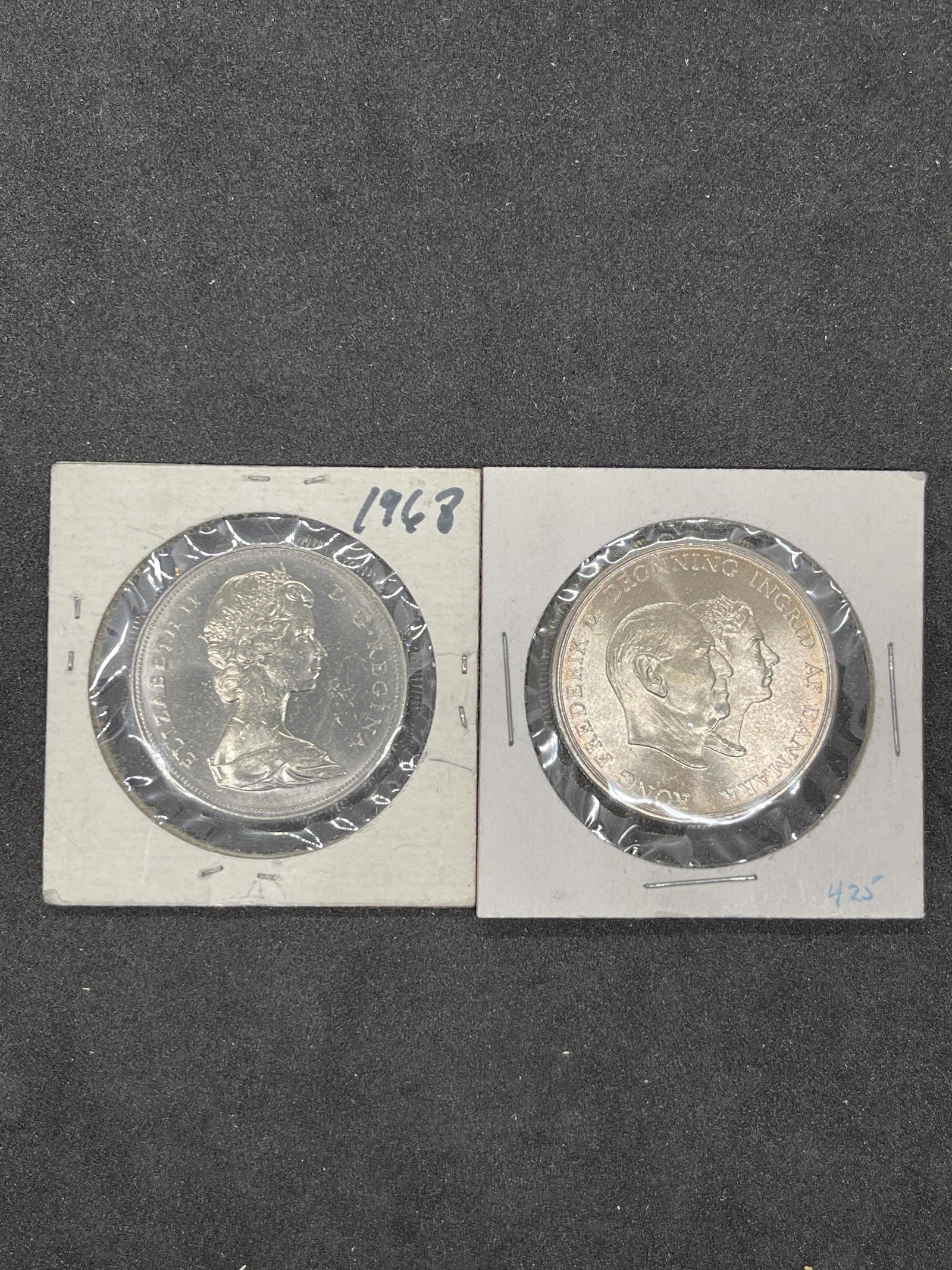 LOT OF (2) SILVER CANADIAN & EUROPEAN COINS (1 of 2)