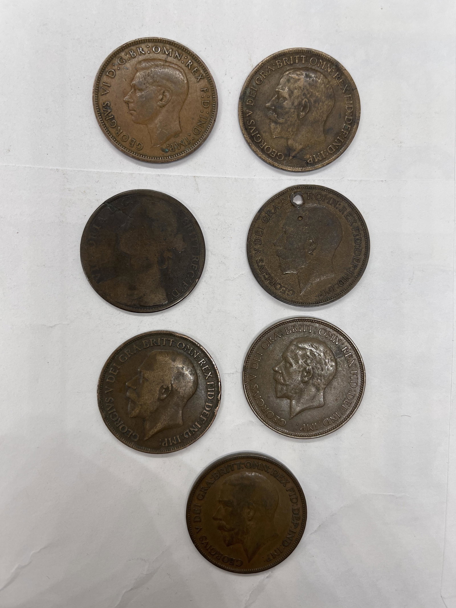 ANTIQUE LOT OF (7) BRITISH PENNIES: ANTIQUE LOT OF (7) BRITISH PENNIES. YOU ARE BIDDING ON THE ENTIRE LOT - ALL FOR ONE MONEY!