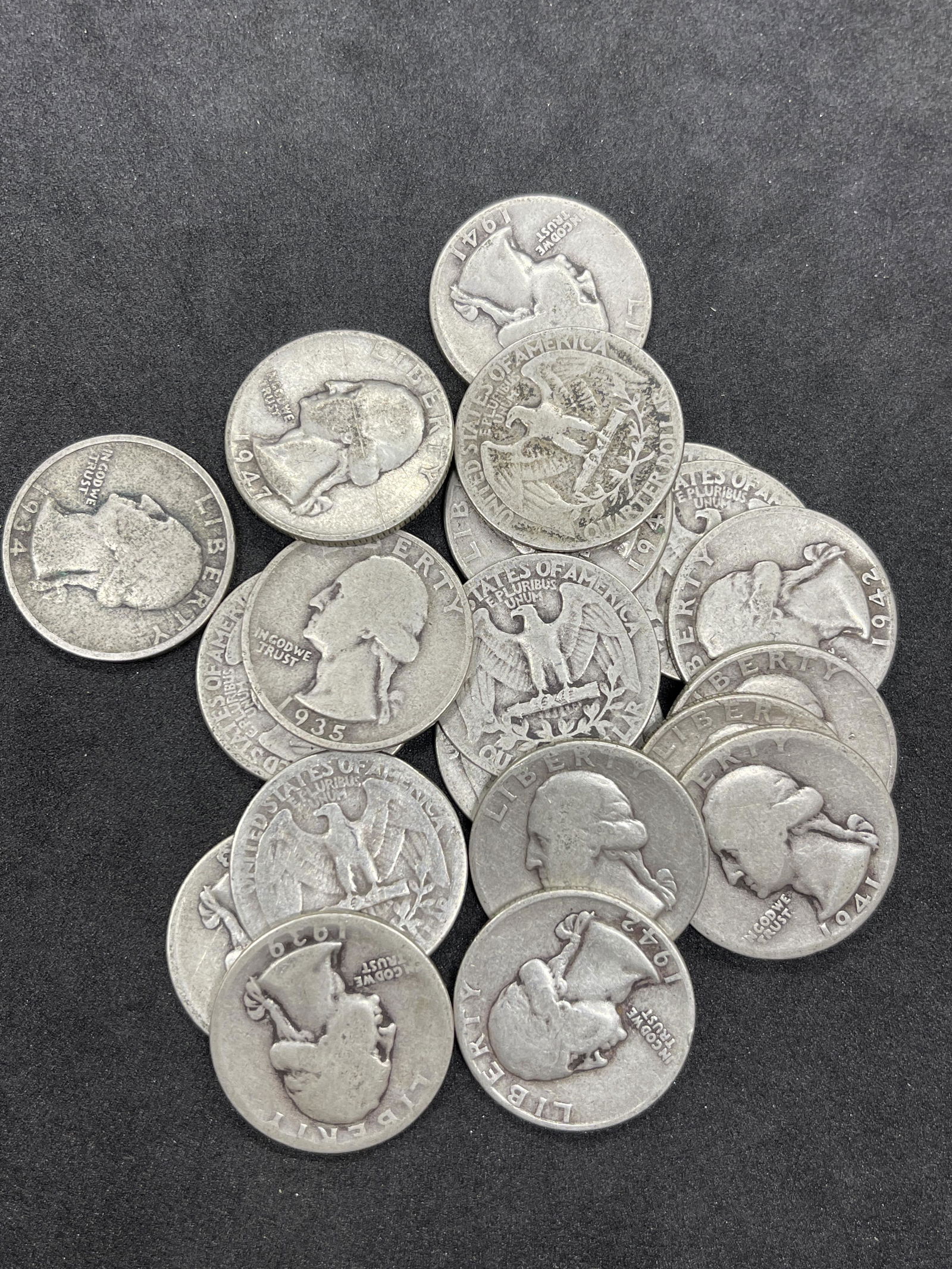 BAG LOT OF (20) U.S. SILVER WASHINGTON QUARTERS (1 of 1)