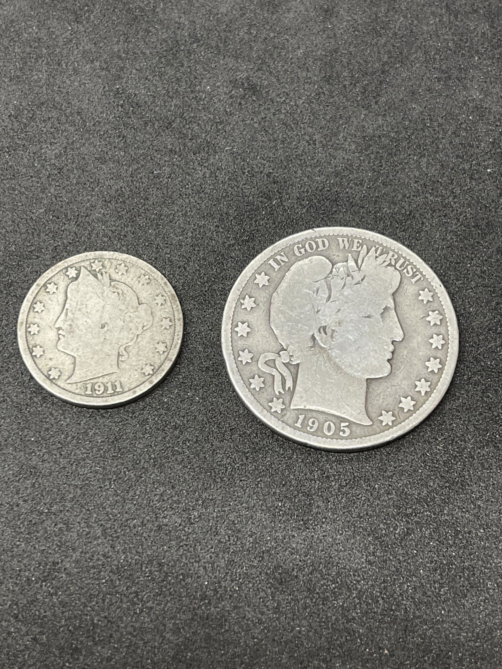 1911 BARBER SILVER NICKEL & 1905-S BARBER SILVER HALF (1 of 2)
