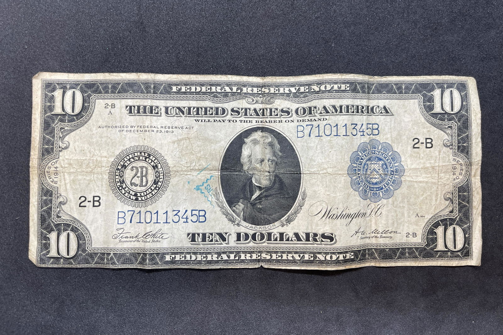 LARGE 1914 $10 DOLLARS BILL FEDERAL RESERVE NOTE (1 of 2)