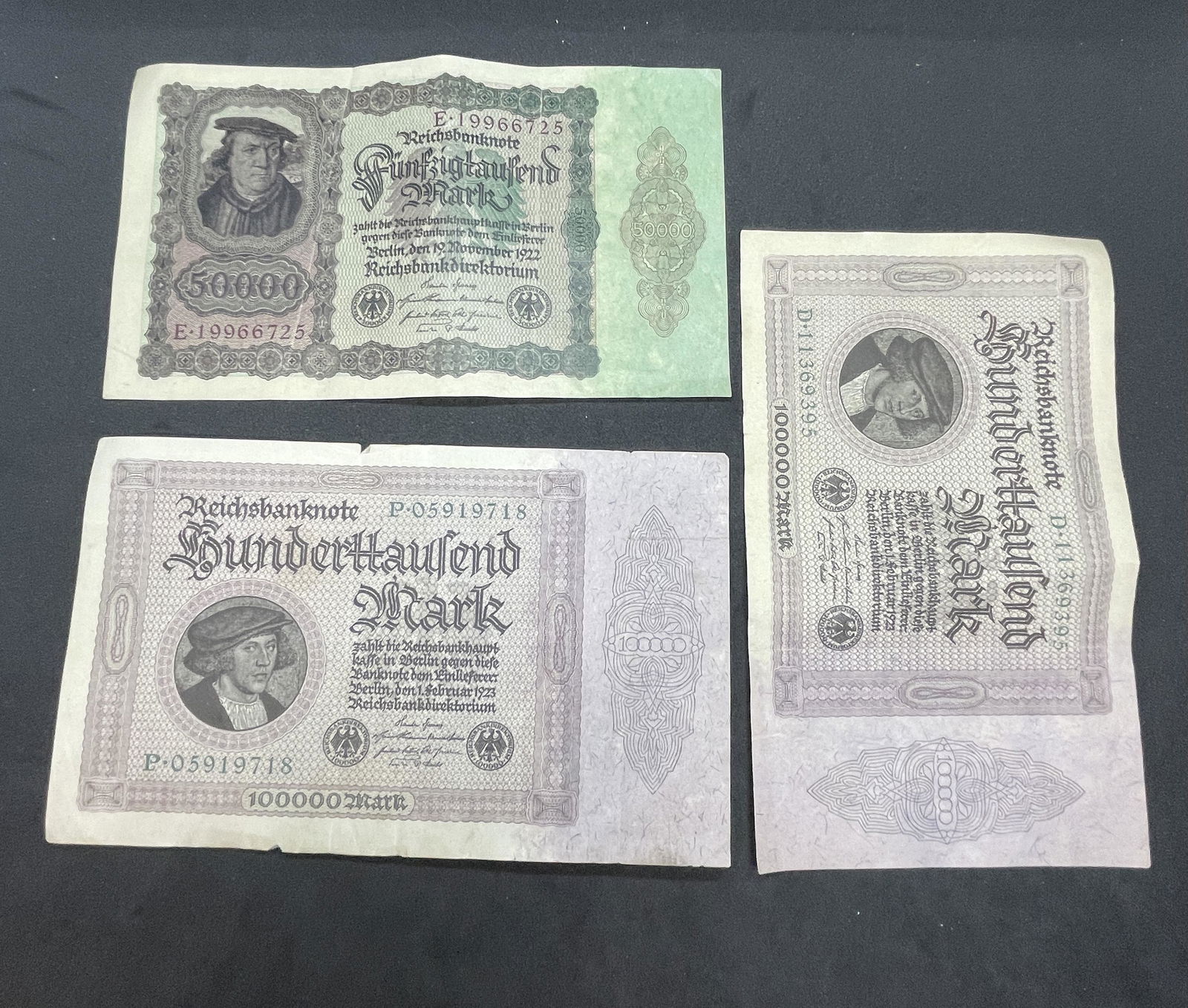 COLLECTION LOT OF (3) OLD GERMAN CURRENCY NOTES BILLS (1 of 2)