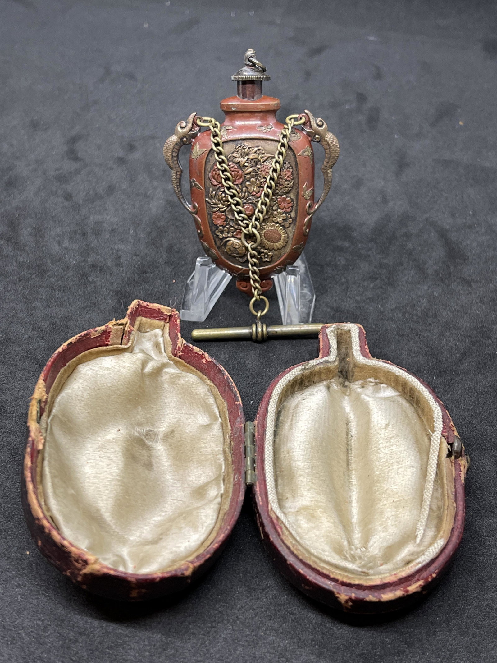 1800'S ANTIQUE JAPANESE SNUFF BOTTLE POCKET WATCH FOB (1 of 6)