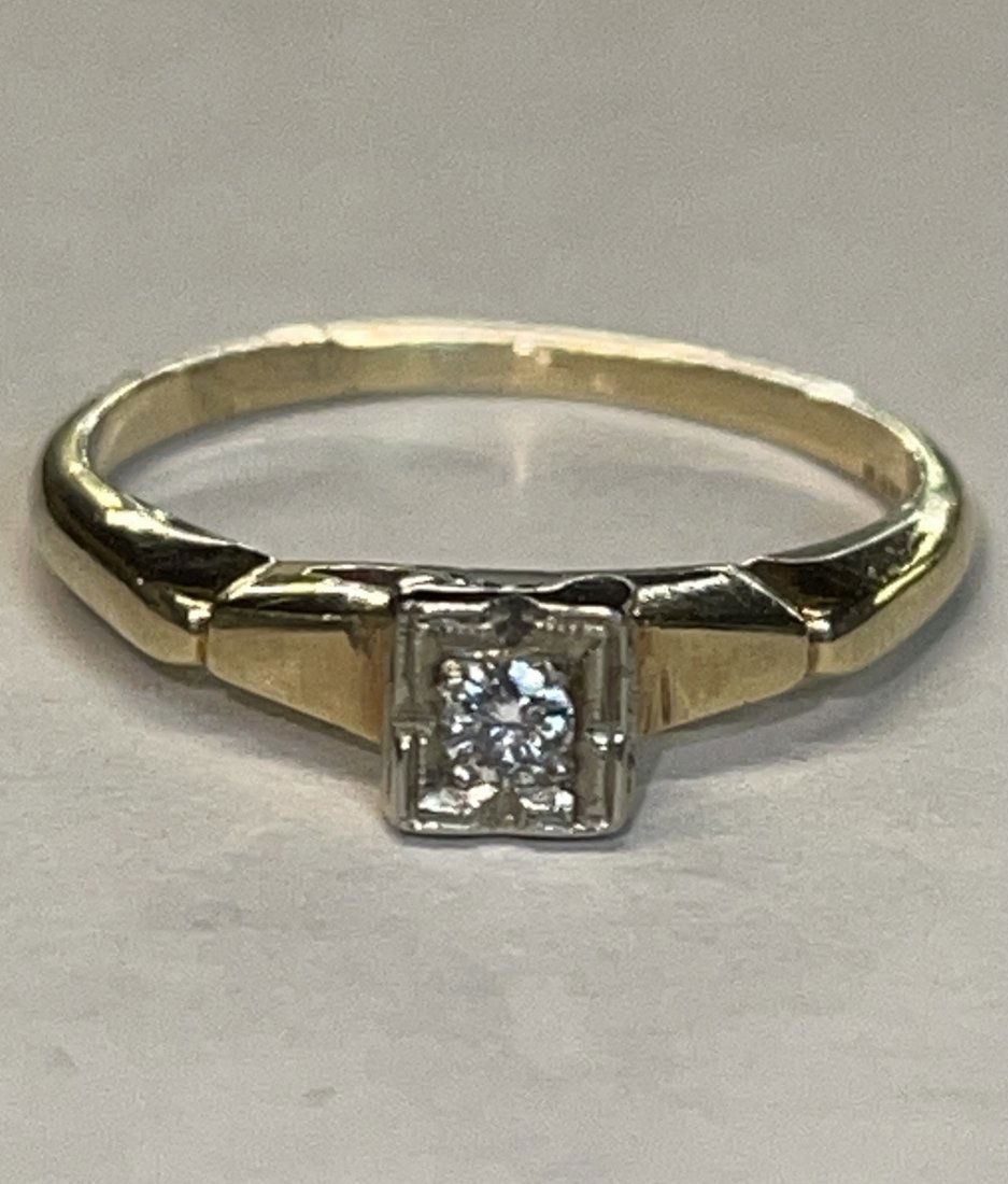 ART DECO 14K-18K GOLD DIAMOND WEDDING RING (1 of 4)