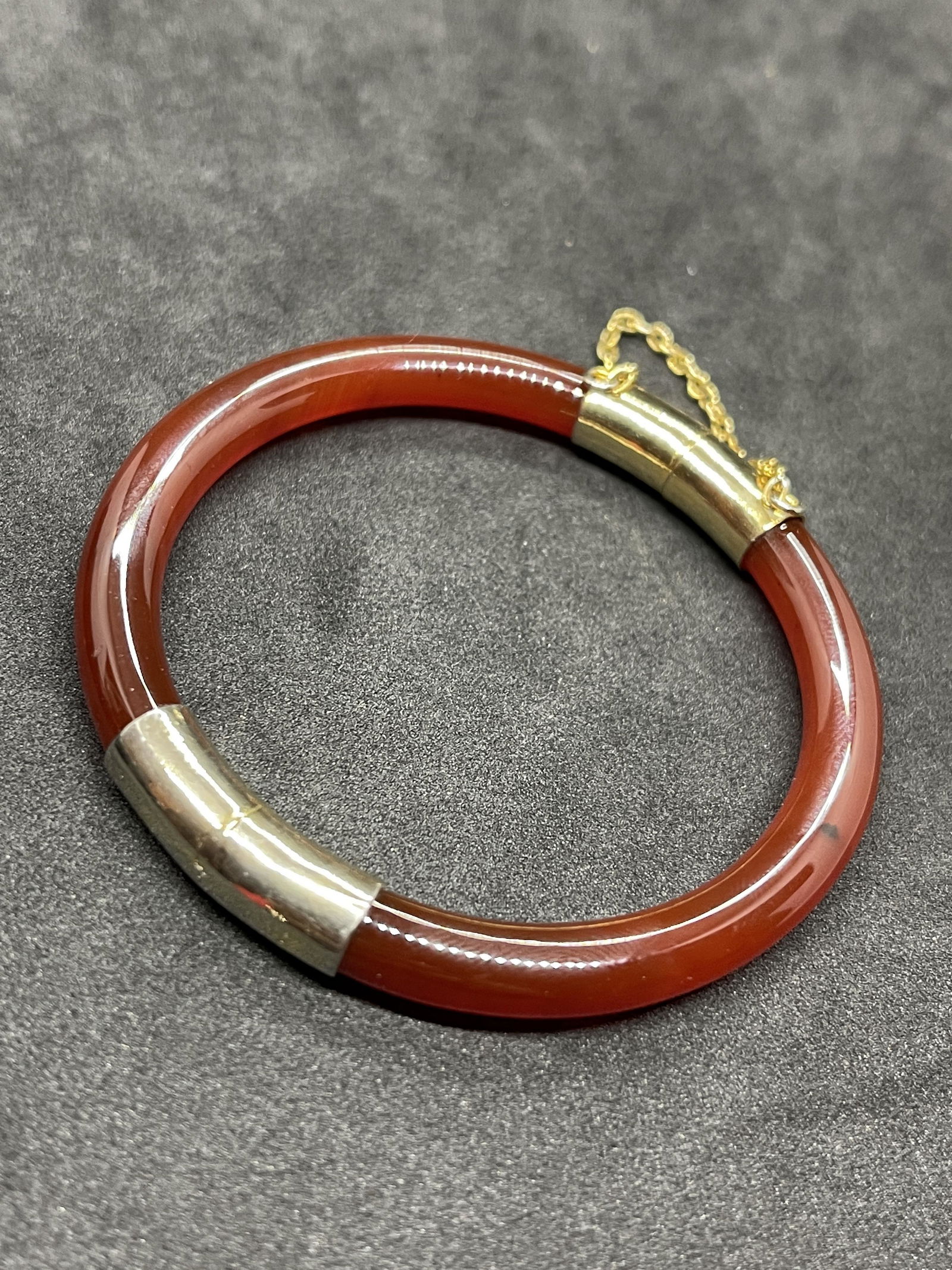STERLING SILVER AMBER BANGLE BRACELET (1 of 2)
