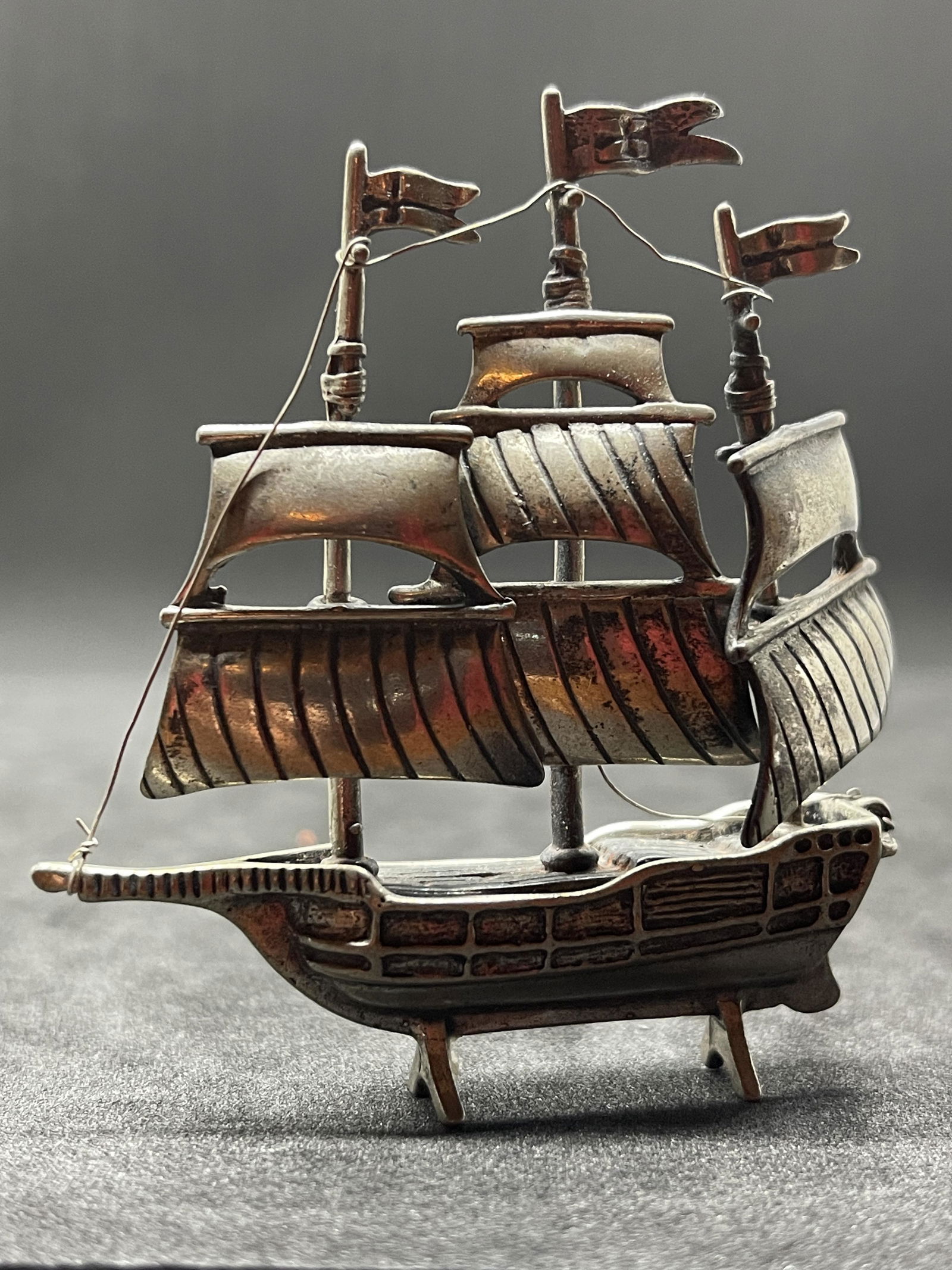 ANTIQUE 800 SILVER SAILING BOAT DESK ORNAMENT (1 of 5)