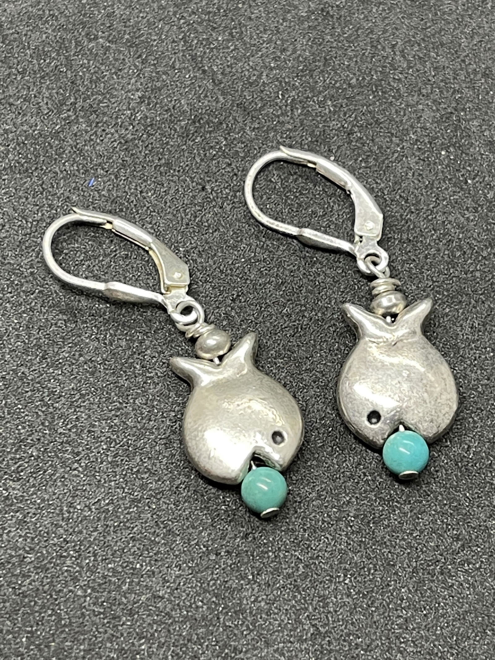 STERLING SILVER TURQUOISE DANGLE EARRINGS (1 of 2)