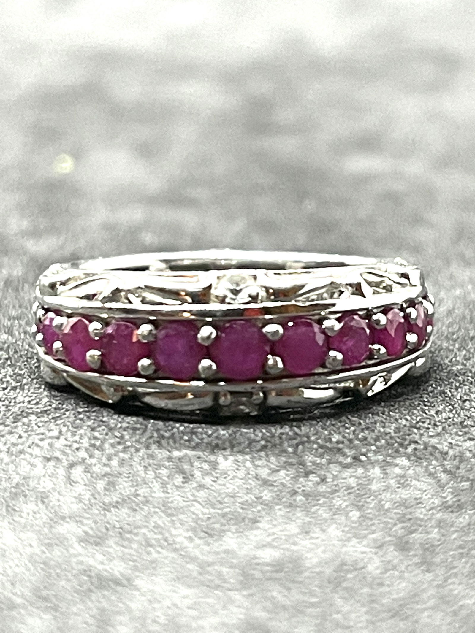 STERLING SILVER 1.0 TCW RUBY ETERNITY BAND/RING (1 of 3)