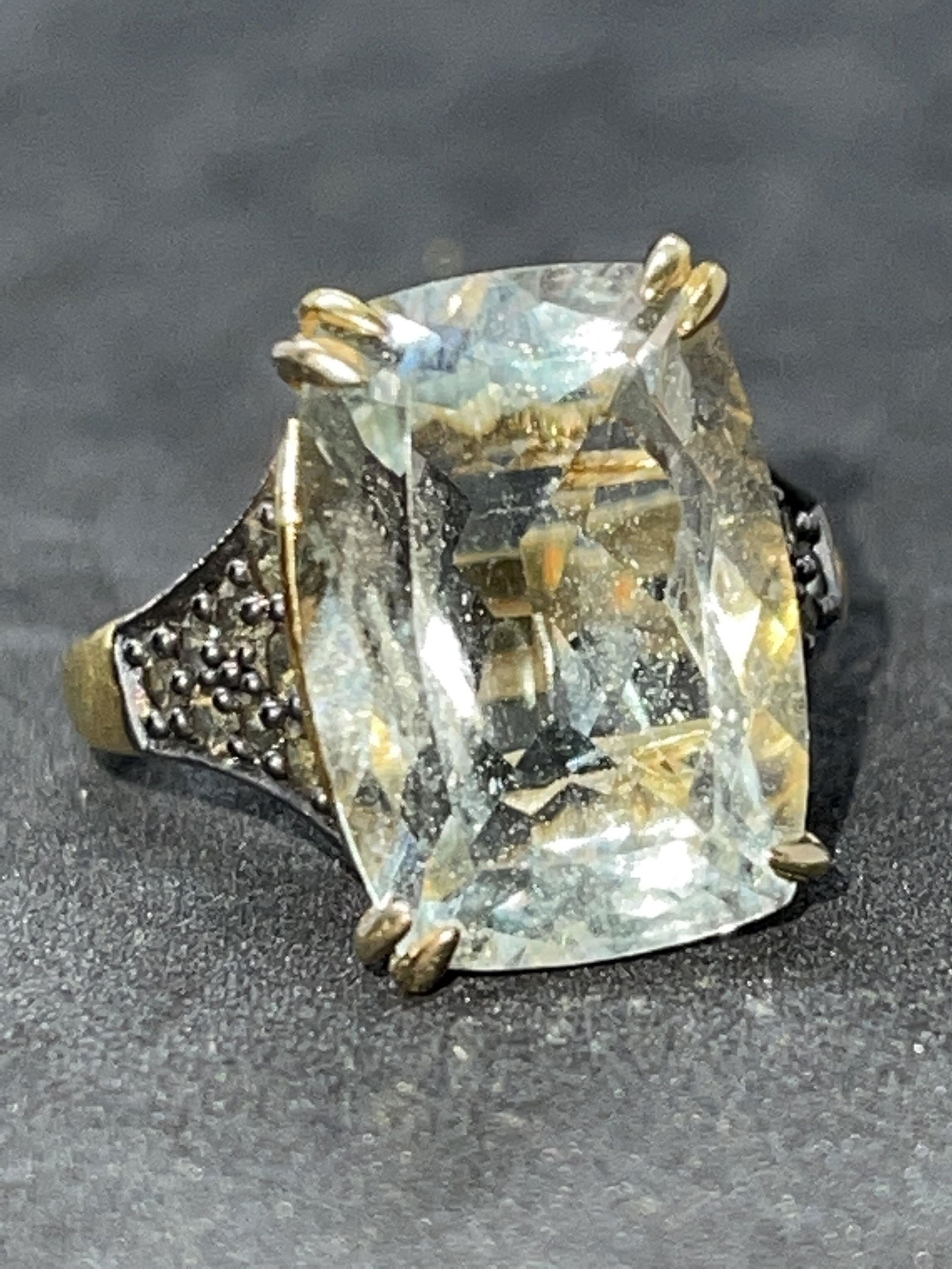 COCKTAIL STERLING SILVER 7 CT AQUAMARINE COCKTAIL RING (1 of 3)