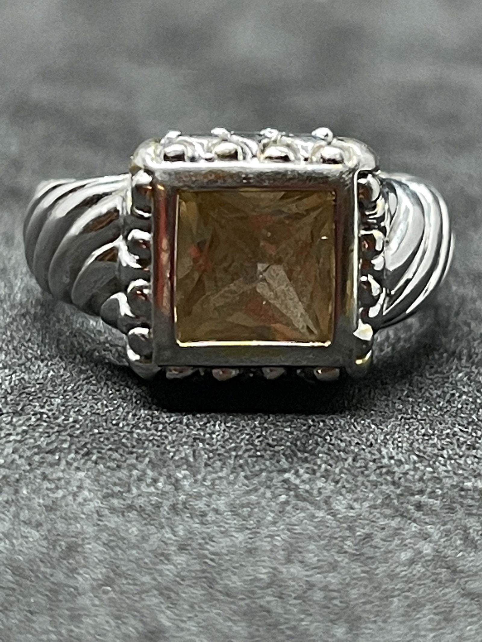 STERLING 2 CT CITRINE COCKTAIL RING SZ 7 (1 of 2)