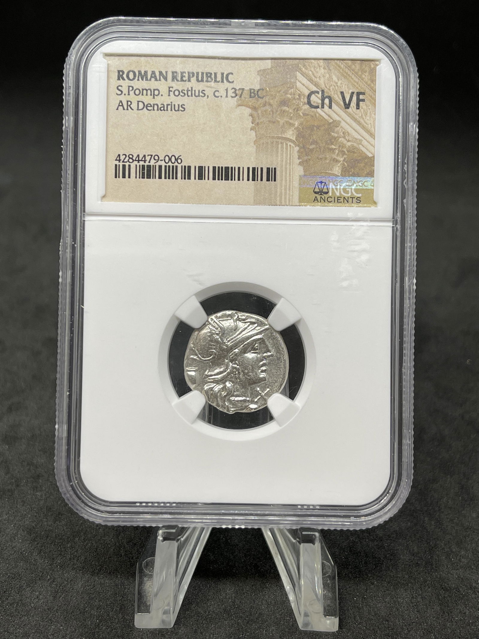 NGC C. 137 BC ROMAN CH VF SILVER COIN - S. POMP. (1 of 4)