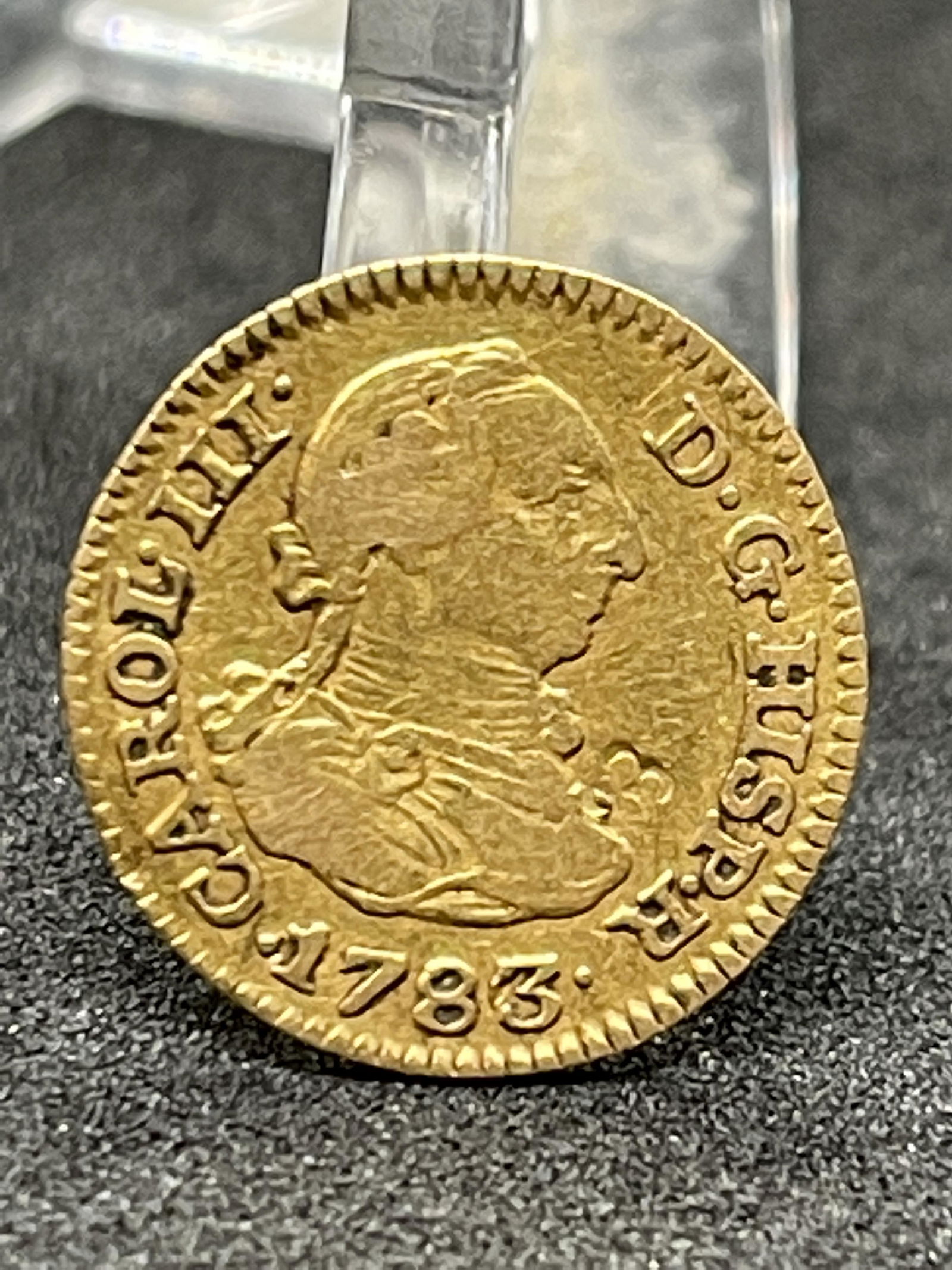 1783 AD SPAIN COLONIAL 1/2 ESCUDO GOLD COIN - CHARLES (1 of 2)