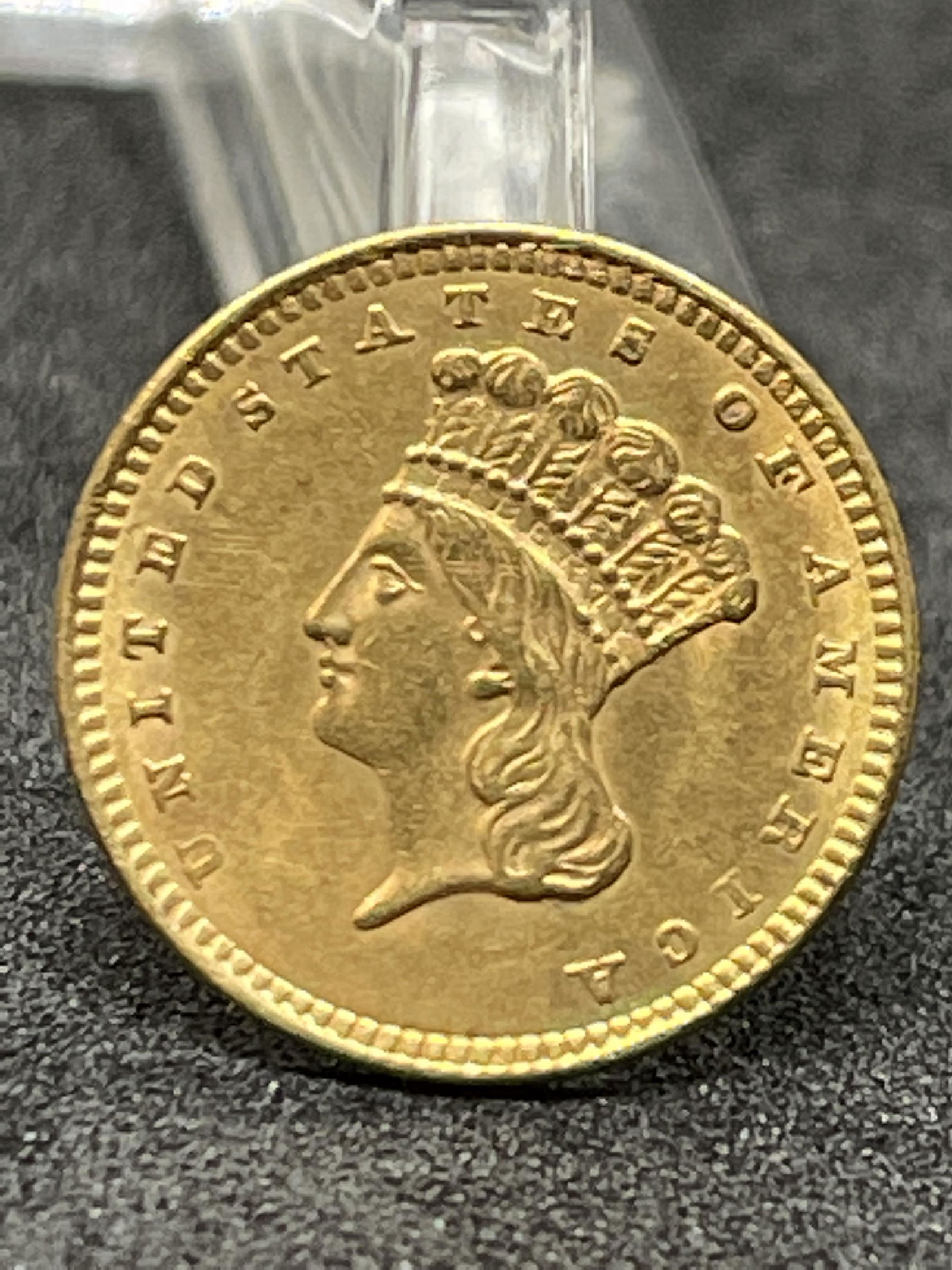 XF 1857 $1 INDIAN PRINCESS HEAD GOLD COIN (1 of 2)