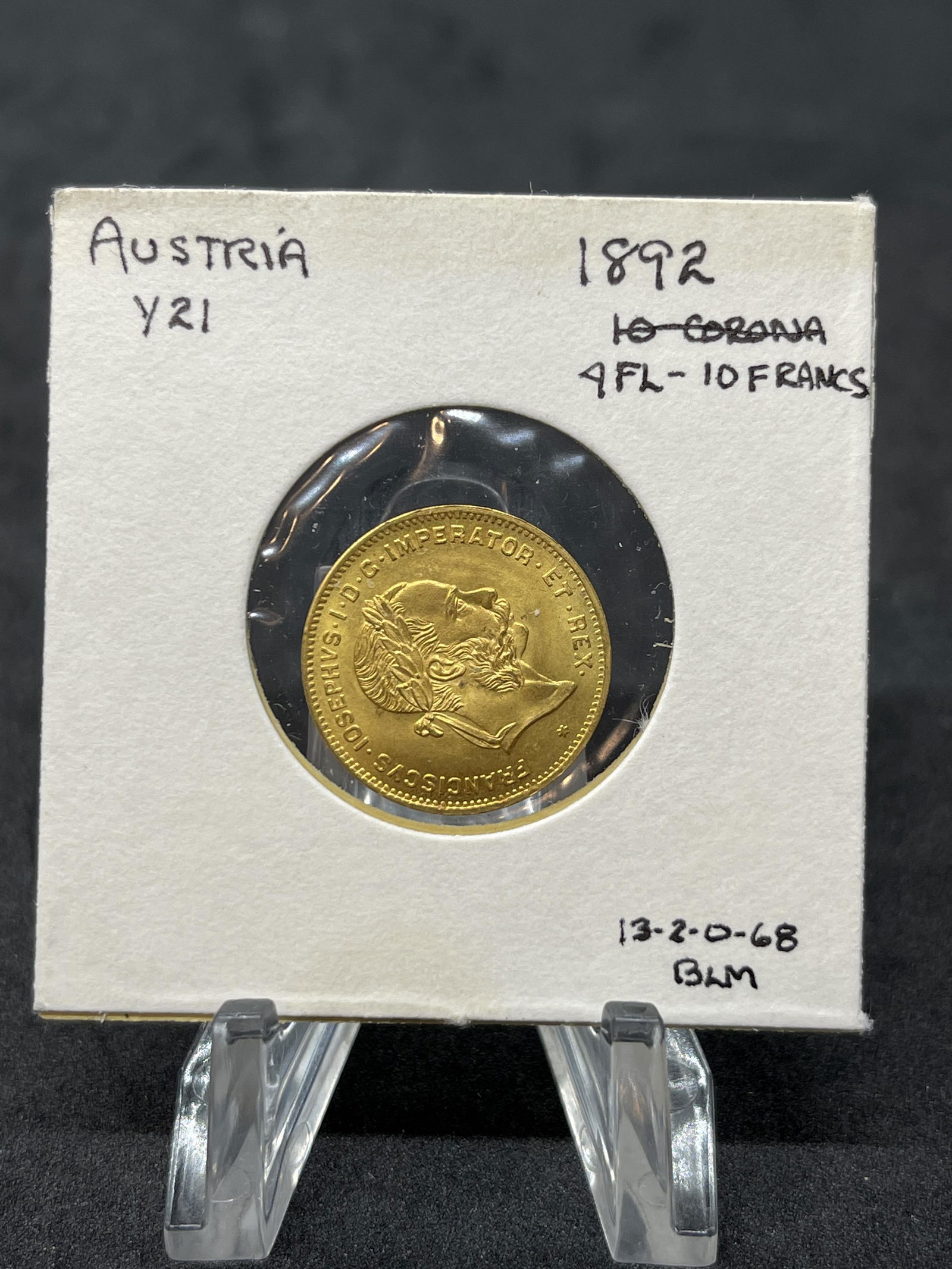 GEM BU 1892 4 FLORINS 10 FRANCS GOLD COIN (1 of 3)