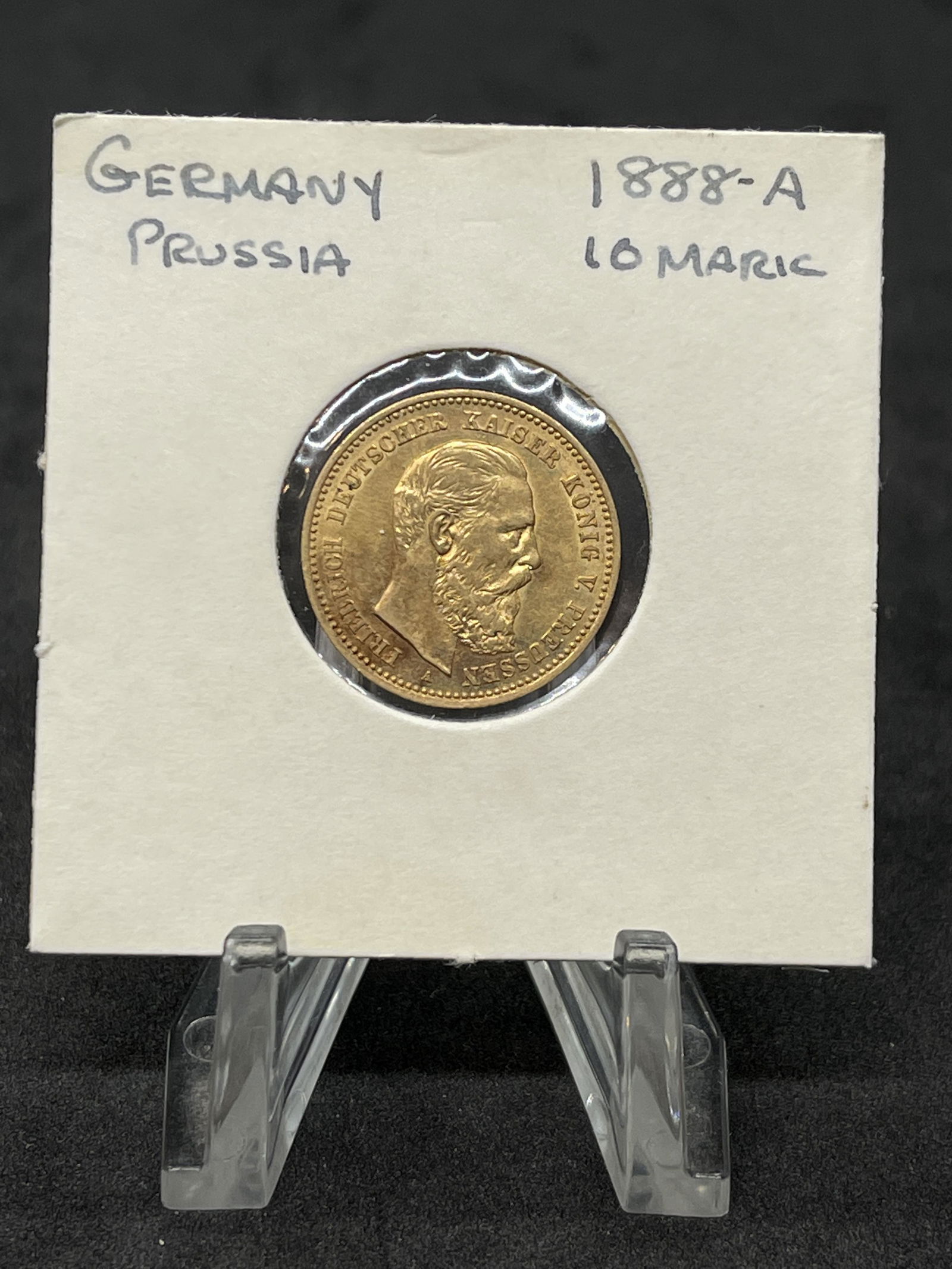 1888-A GERMAN 10 MARK GOLD COIN - KING FRIEDRICH II (1 of 3)