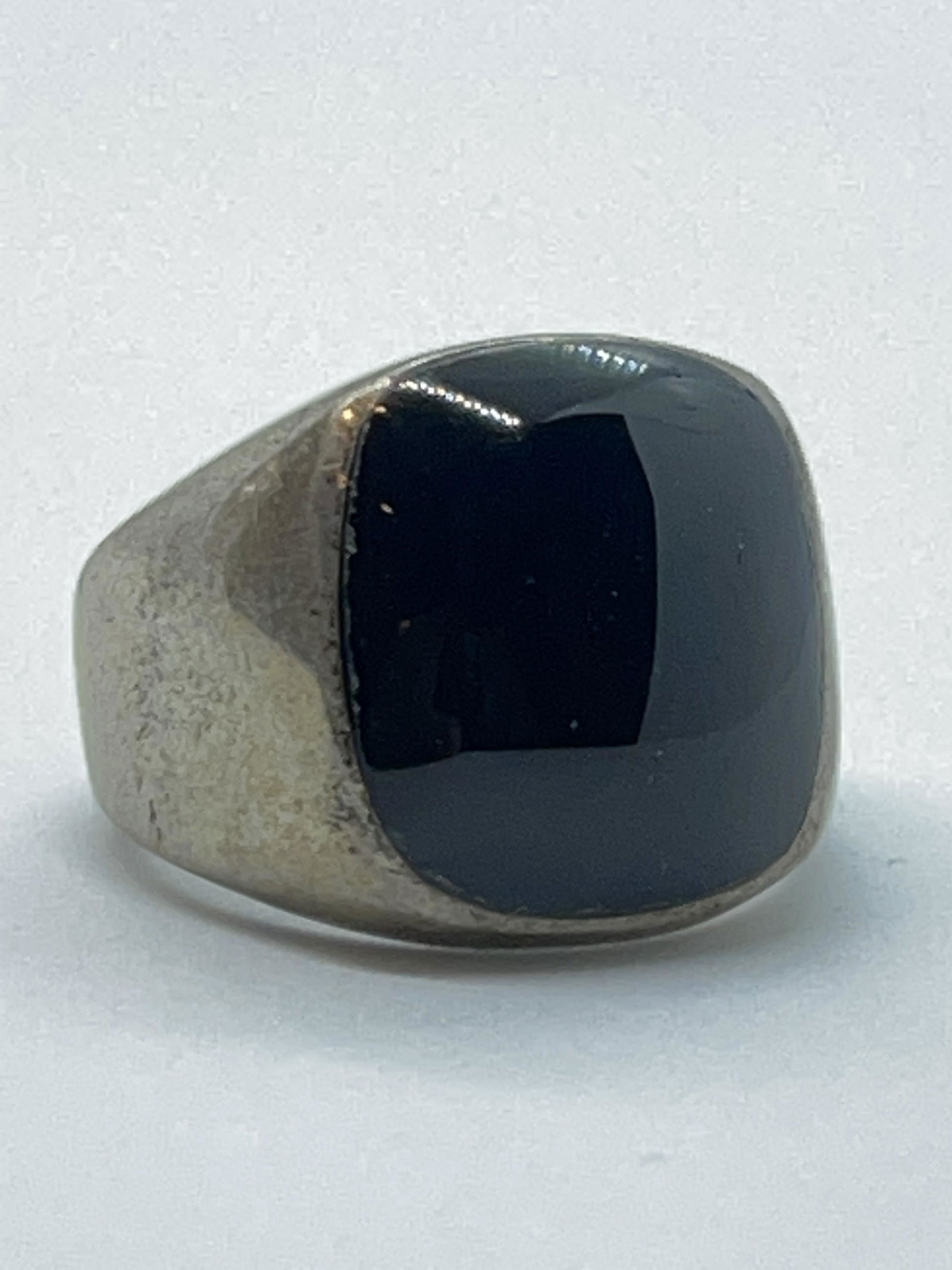 MEN'S 1940'S STERLING SILVER 10 CT ONYX RING 18.7g, SZ (1 of 3)