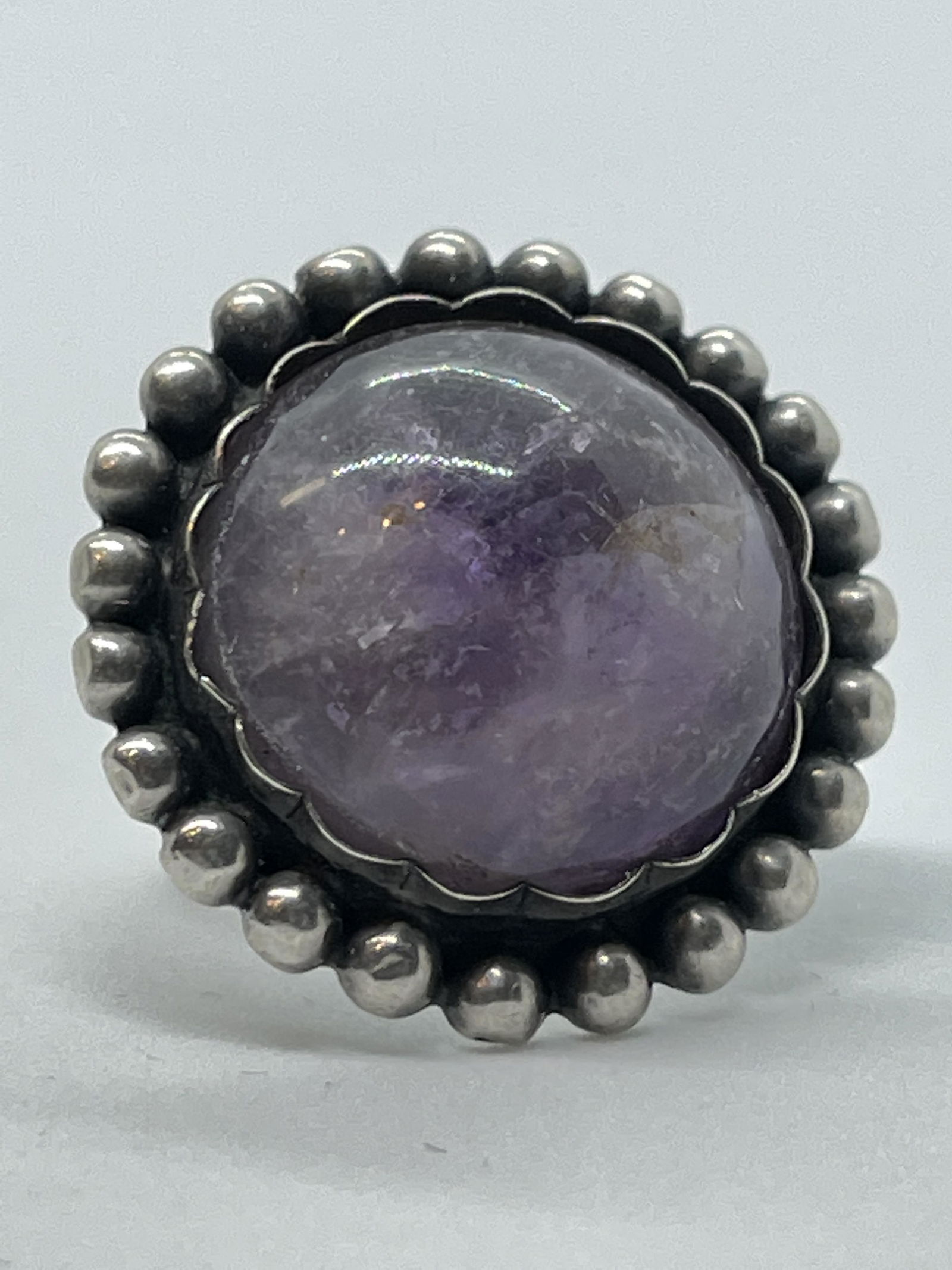 VTG. 900 SILVER 13 CT AMETHYST STERLING COCKTAIL RING (1 of 3)