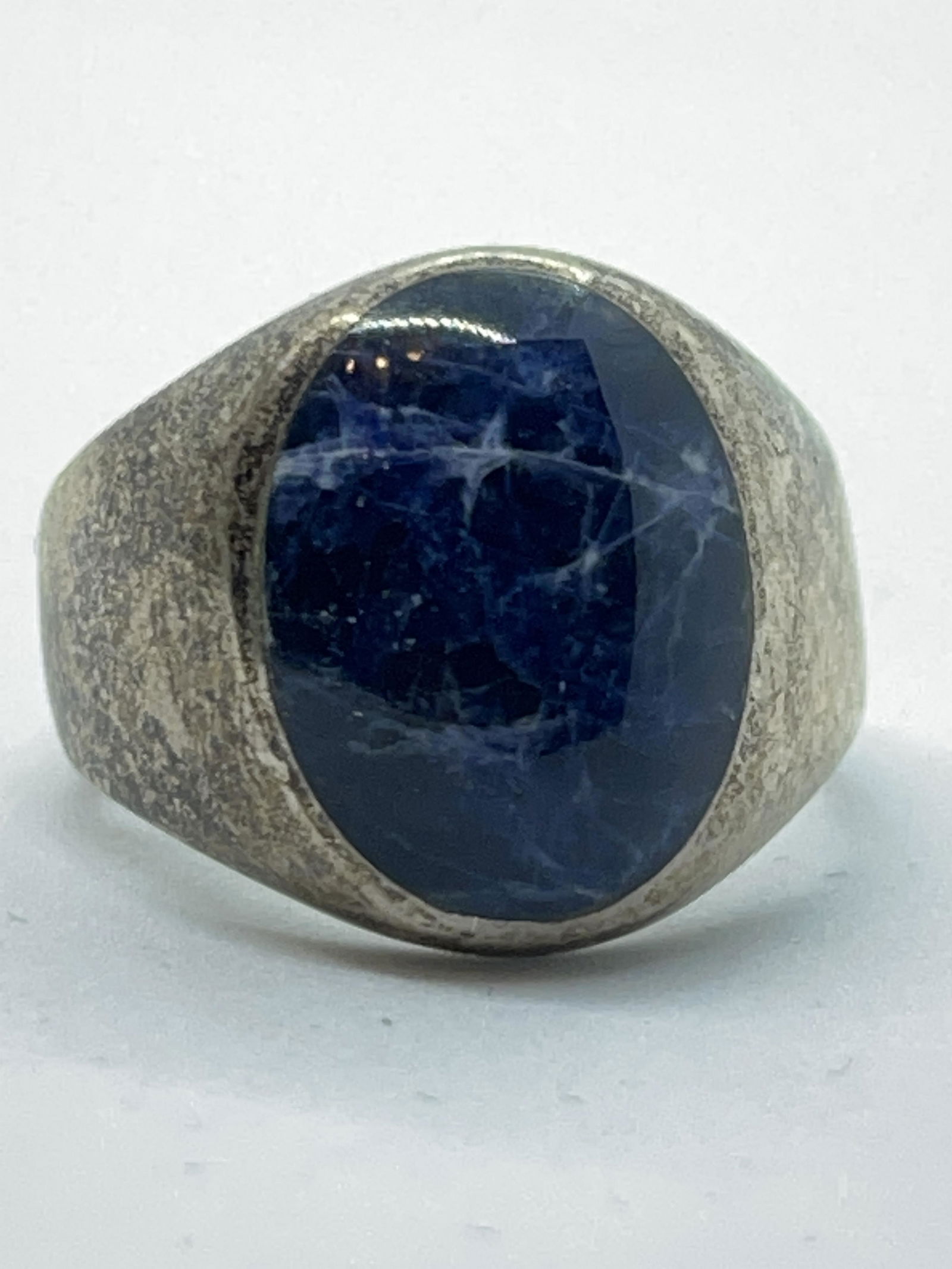 DESIGNER STERLING SILVER BLUE STONE MENS RING SZ 10.5 (1 of 3)