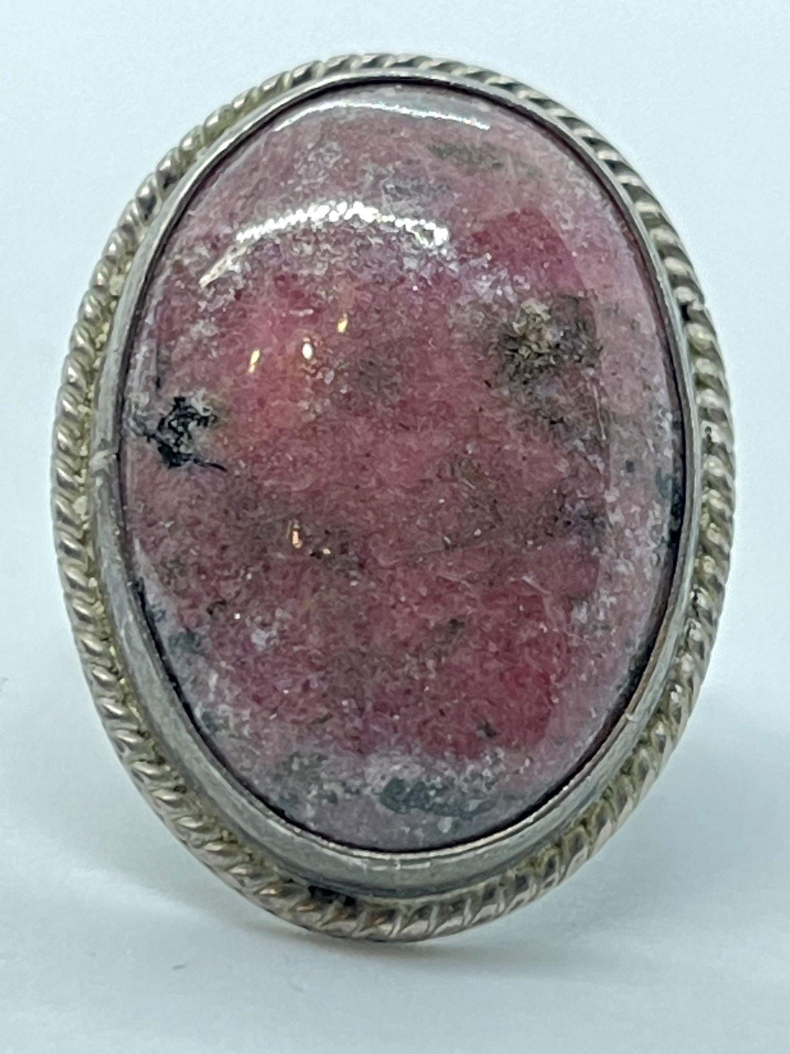 1940'S STERLING SILVER 25 CT ROSE AGATE COCKTAIL RING (1 of 3)