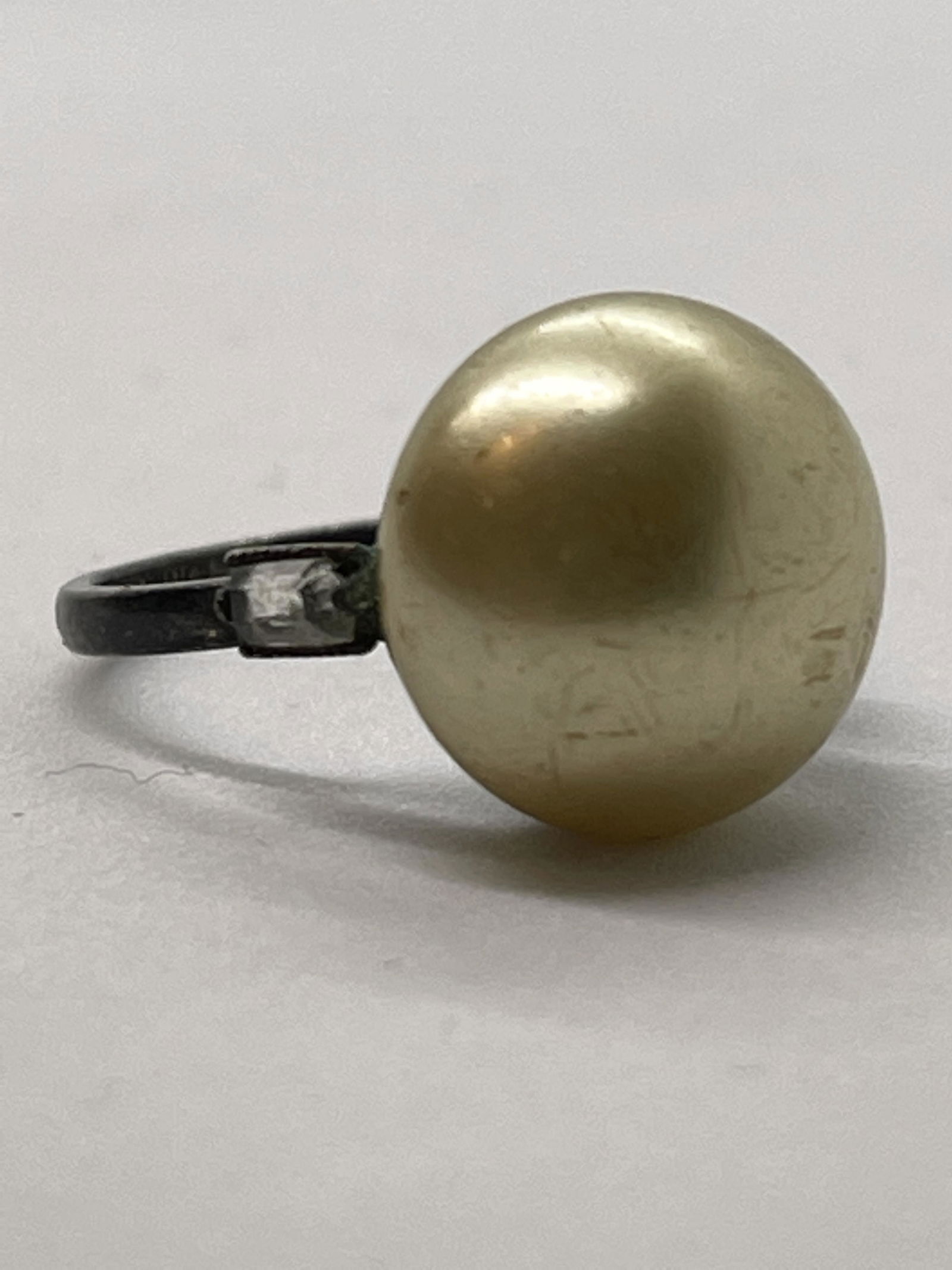 ART DECO STERLING SILVER PEARL COCKTAIL RING (1 of 3)