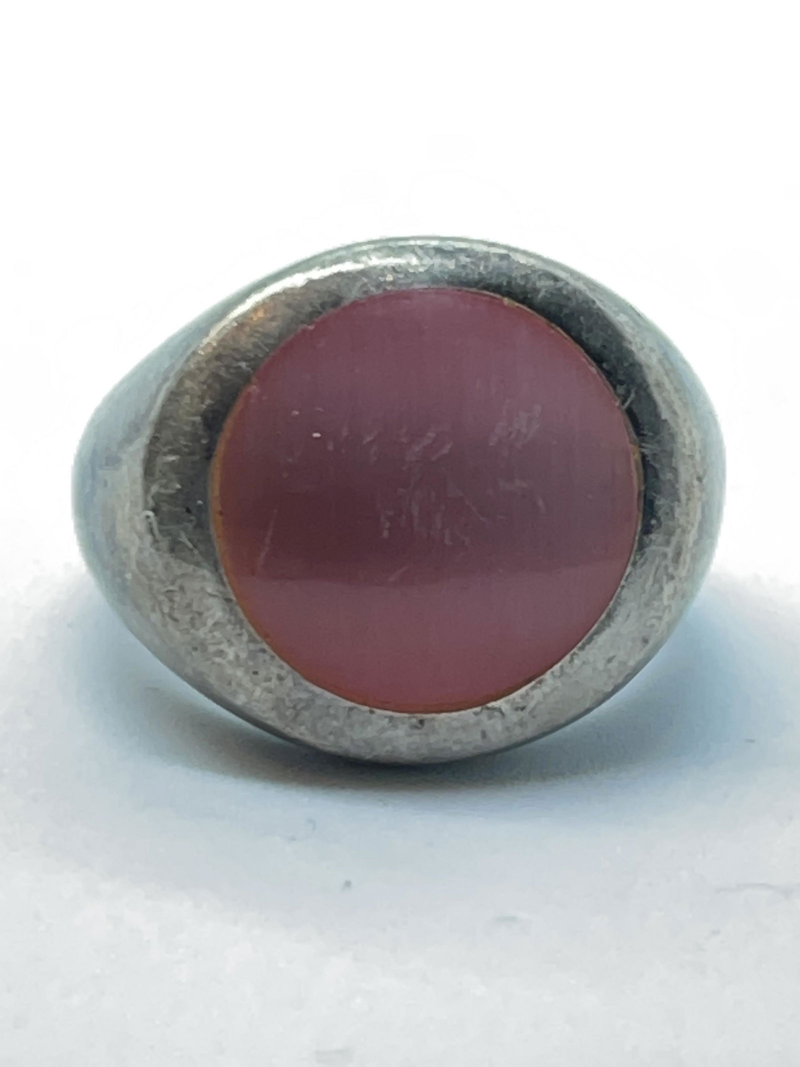 VTG. STERLING SILVER PINK MOONSTONE COCKTAIL RING (1 of 3)