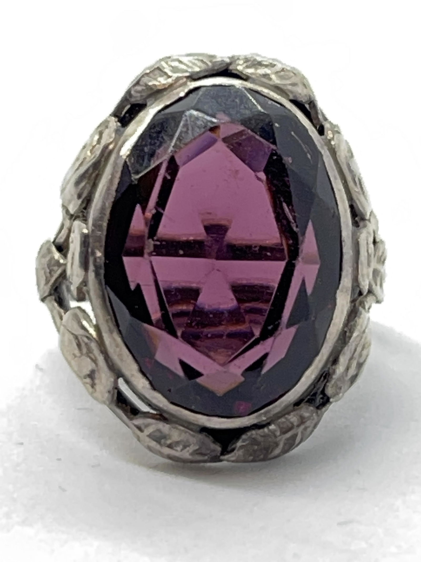 ART DECO STERLING 12 CT AMETHYST FILIGREE RING (1 of 3)