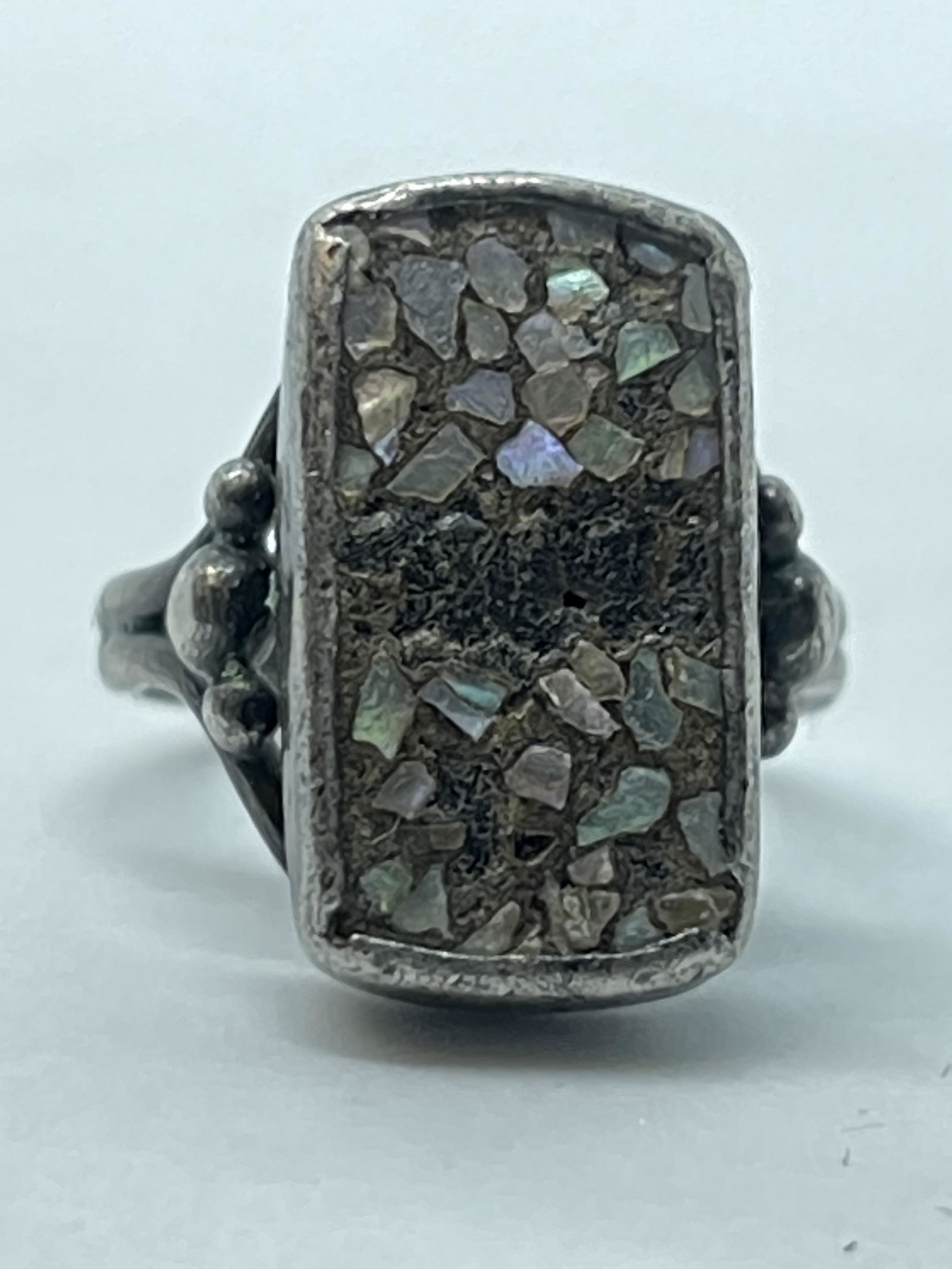 ART DECO STERLING MALACHITE FILIGREE RING SZ 5 (1 of 3)