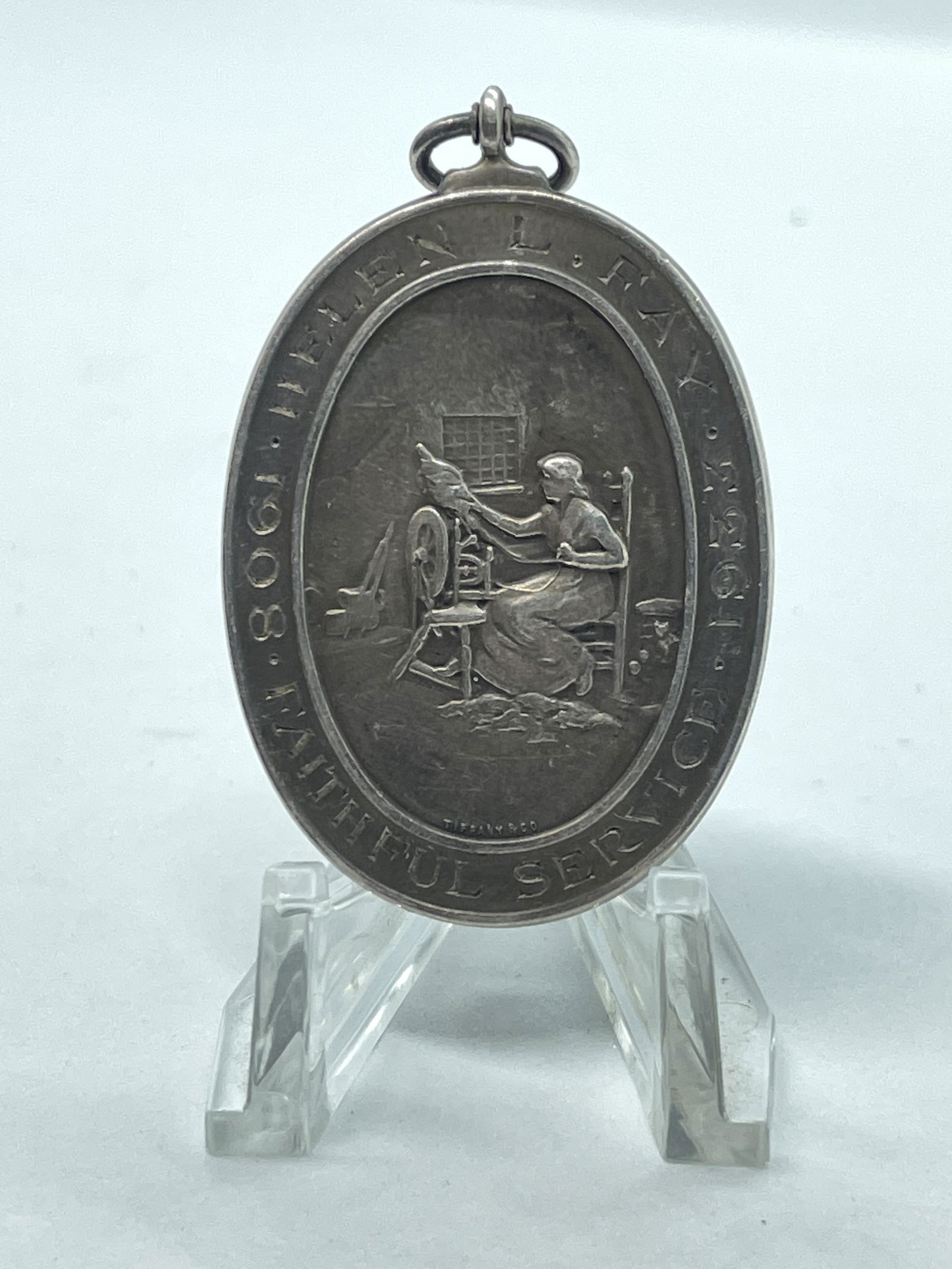 ANTIQUE 1933 STERLING SILVER MA. INSURANCE AGENCY TAG (1 of 2)