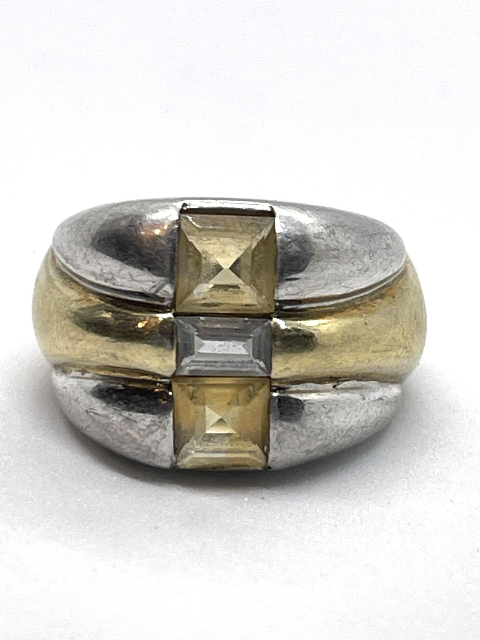 STERLING SILVER 1.0 TCW CITRINE/TOPAZ COCKTAIL RING SZ (1 of 2)