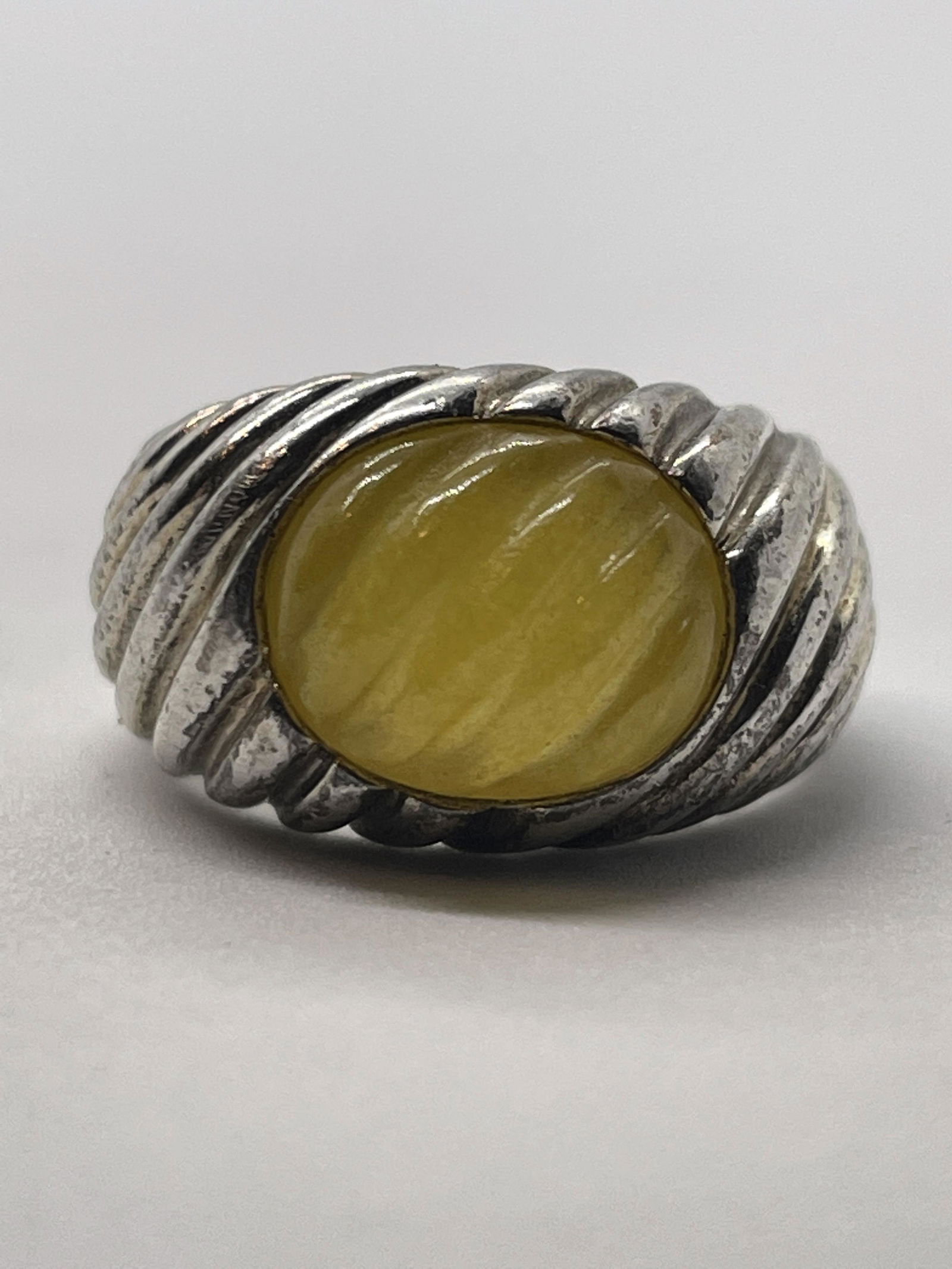 STERLING SILVER YELLOW GEMSTONE COCKTAIL RING BAND SZ 7 (1 of 2)