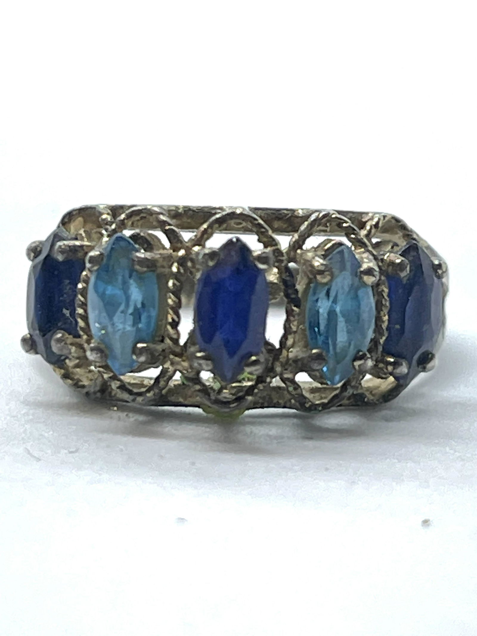 ART DECO STERLING SILVER MULTI-GEMSTONE COCKTAIL RING (1 of 2)