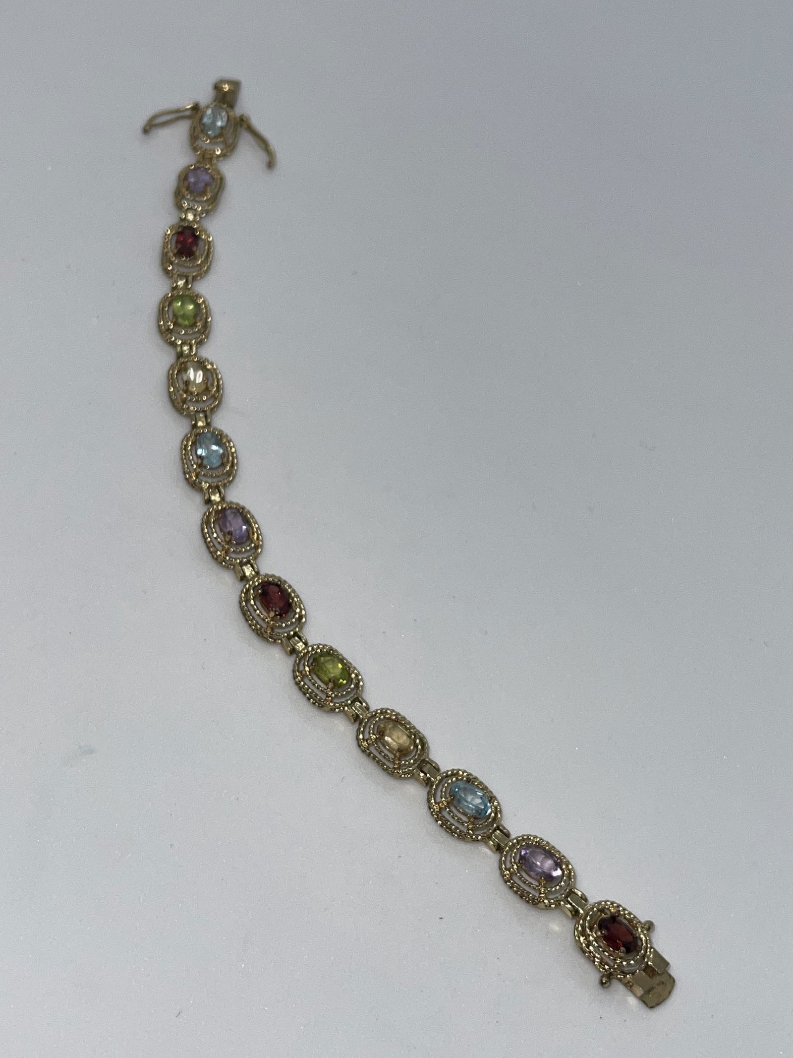 STERLING SILVER 3.25 TCW MULTI-GEMSTONE TENNIS BRACELET (1 of 3)