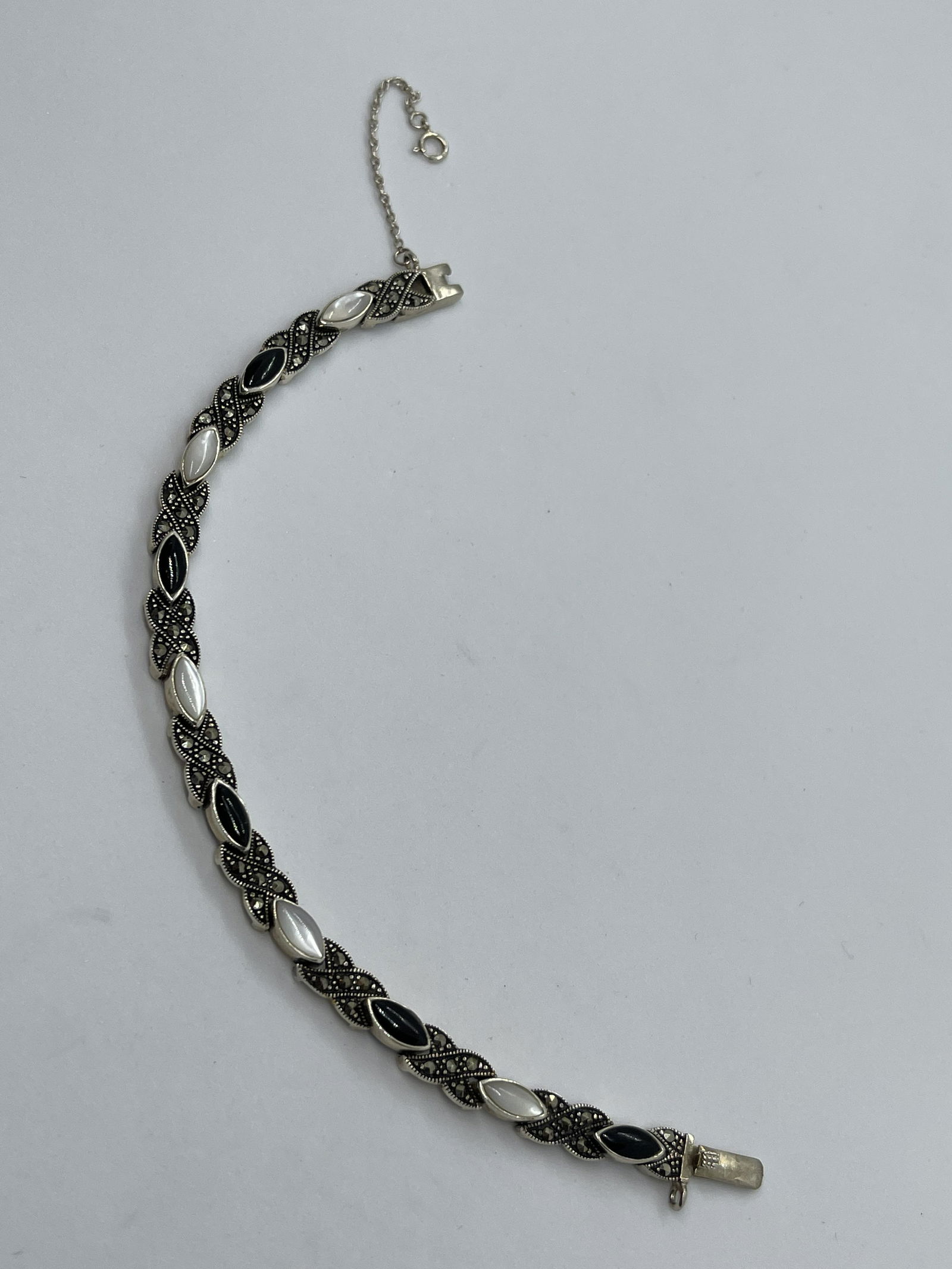 ART DECO 2.5 TCW ONYX & PEARL FILIGREE STERLING (1 of 4)