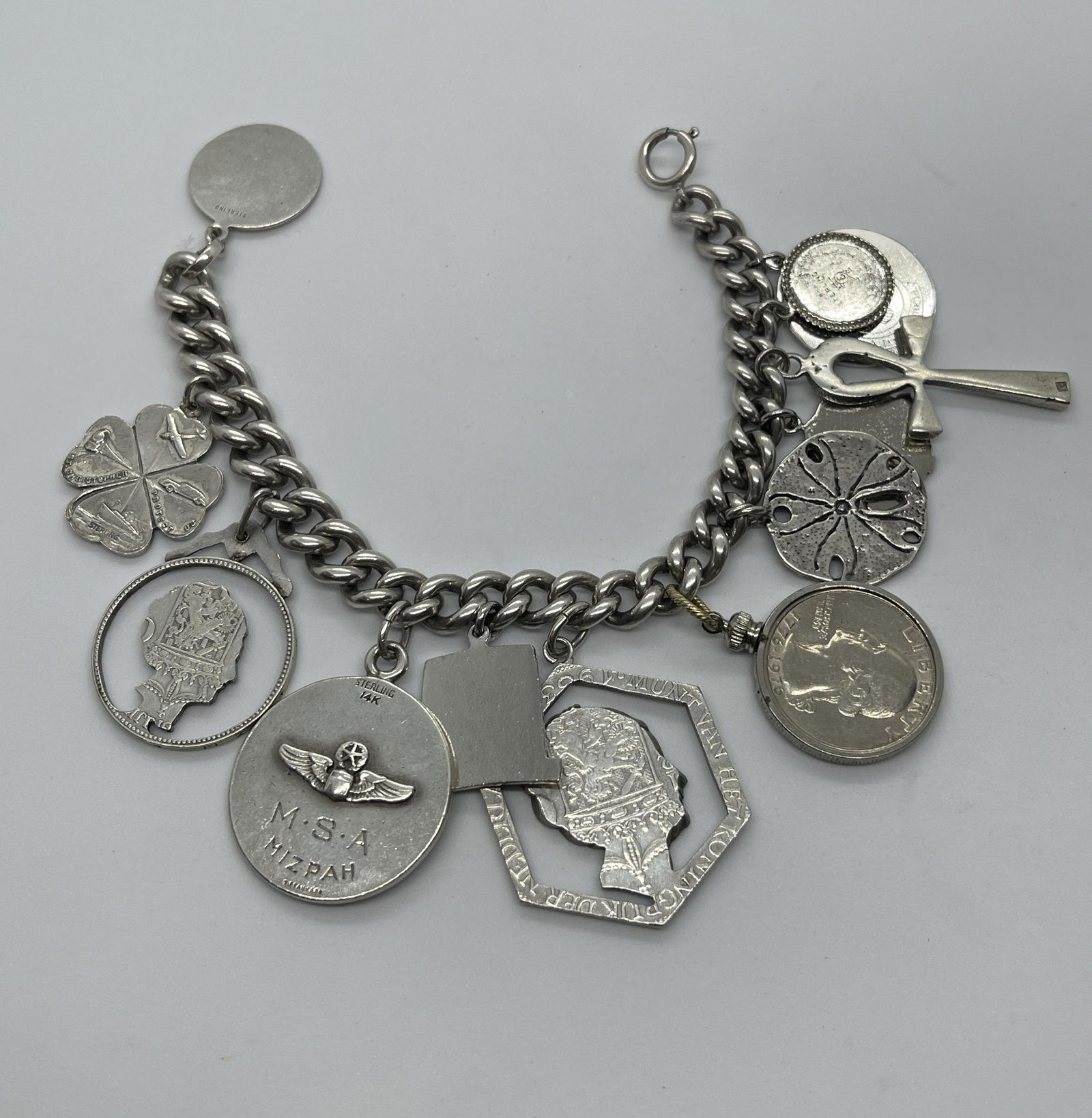 RARE STERLING SILVER RETIRED CHARMS BRACELET - US ARMY (1 of 7)