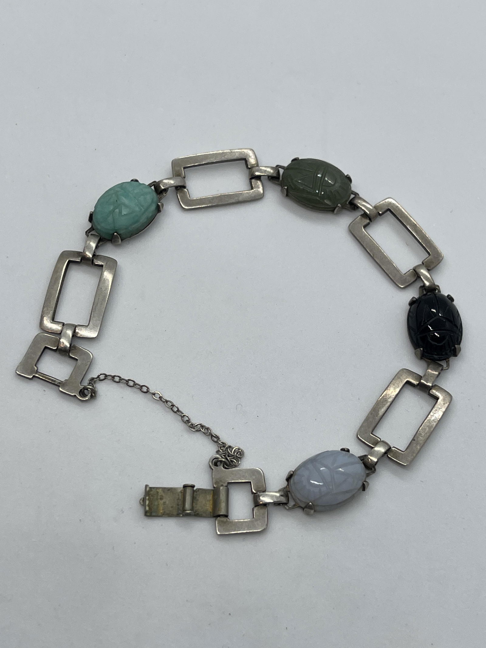ANTIQUE STERLING SILVER SCARAB COCKTAIL BRACELET (1 of 3)