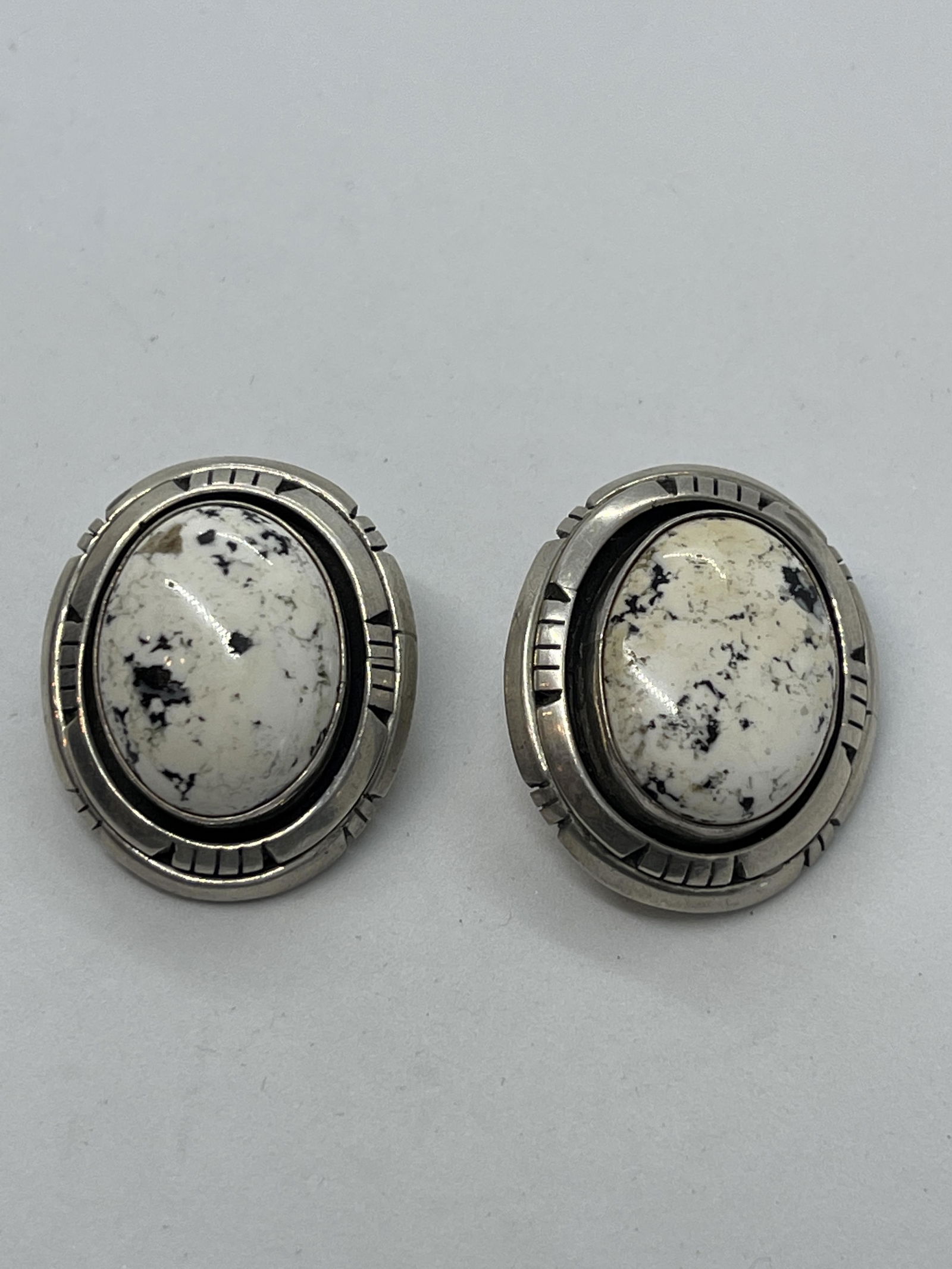 NATIVE AMERICAN C. SPENCER WHITE BUFFALO STERLING STUDS (1 of 3)